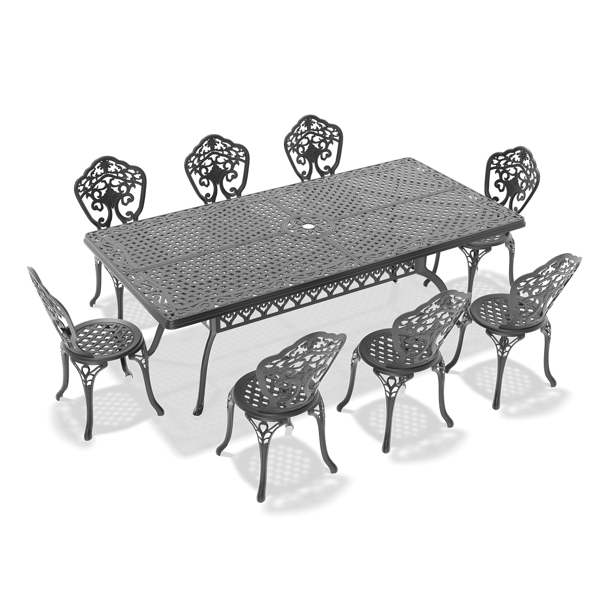 9-Piece Set Of All-Weather Cast Aluminum Dining Furniture Set With Black Frame(same sku: W1710S00535) - Image 2