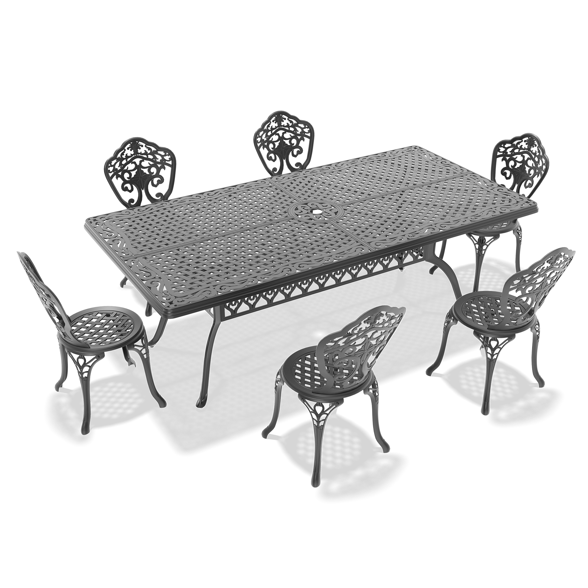 7-Piece Set Of All-Weather Cast Aluminum Dining Furniture Set With Black Frame(same sku: W1710S00534) - Image 2