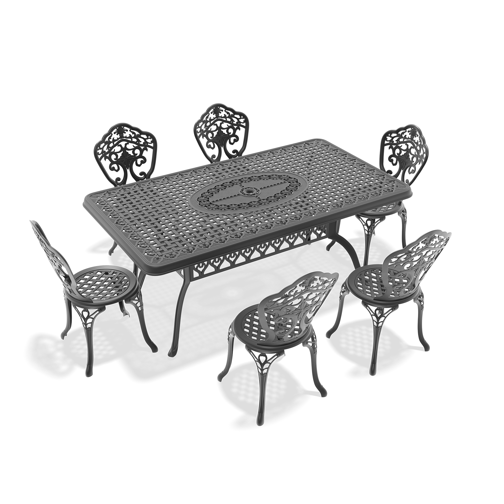 7-Piece Set Of All-Weather Cast Aluminum Dining Furniture Set With Black Frame(same sku: W1710S00531) - Image 2