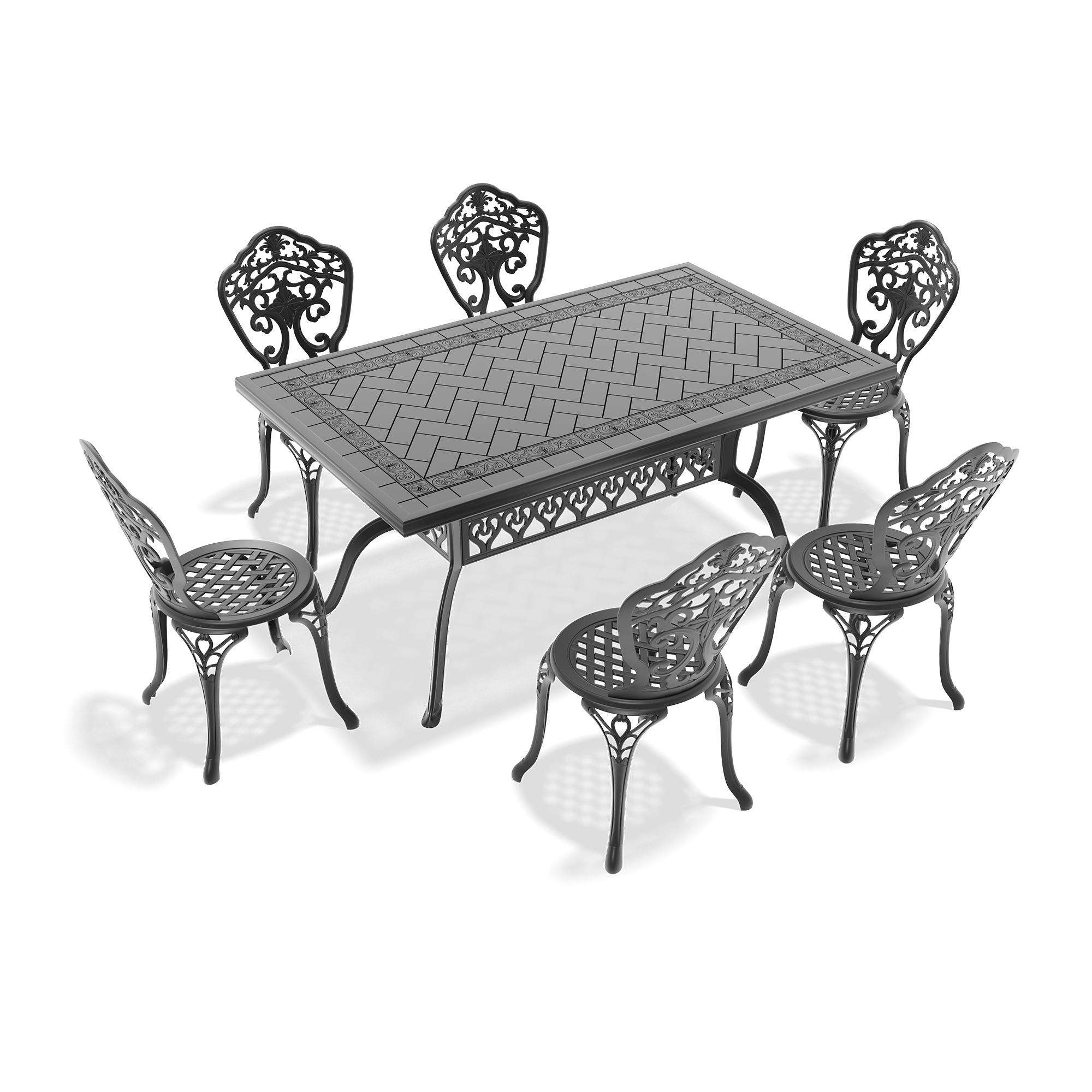 7-Piece Set Of All-Weather Cast Aluminum Dining Furniture Set With Black Frame(same sku: W1710S00527) - Image 2