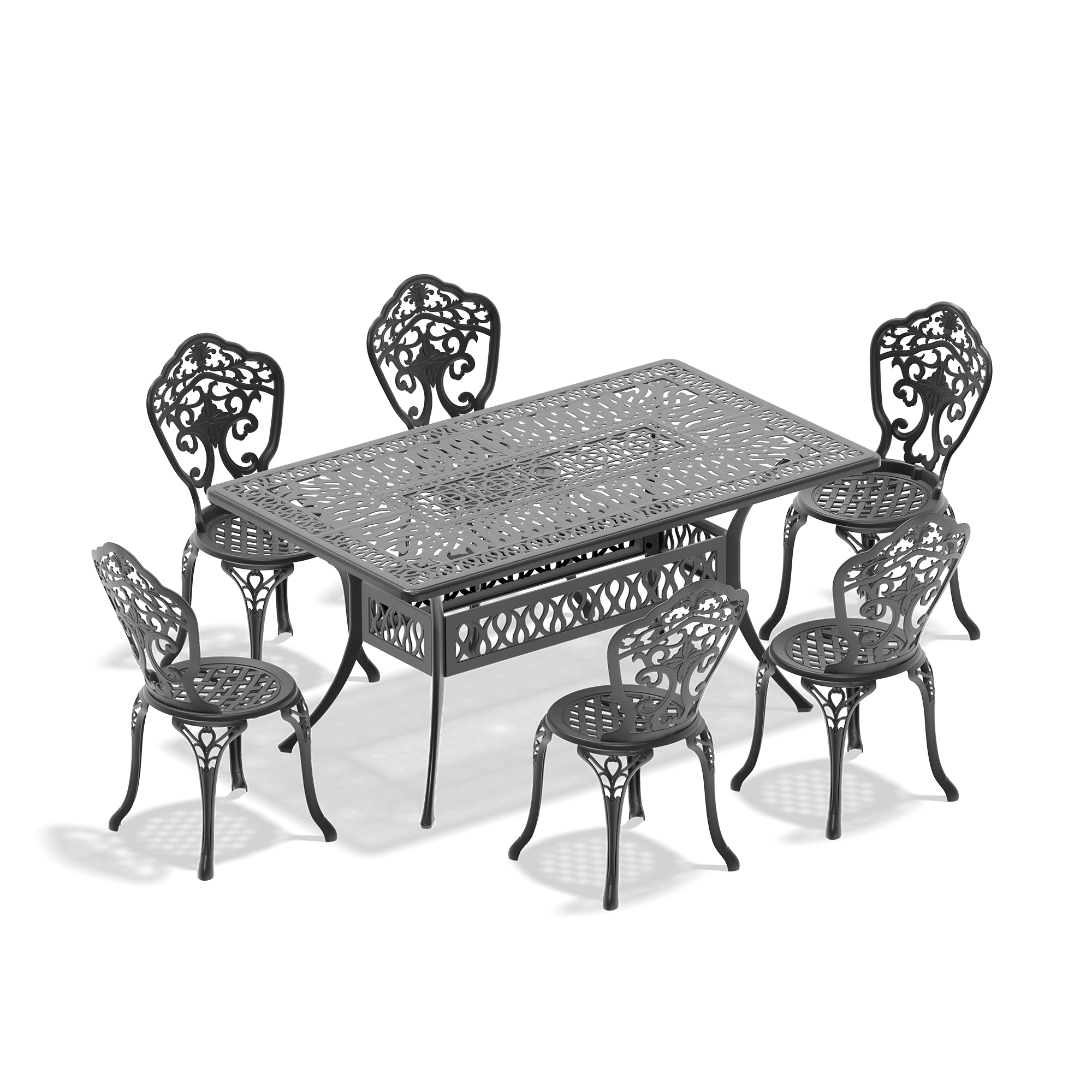7-Piece Set Of All-Weather Cast Aluminum Dining Furniture Set With Black Frame(same sku: W1710S00525) - Image 2
