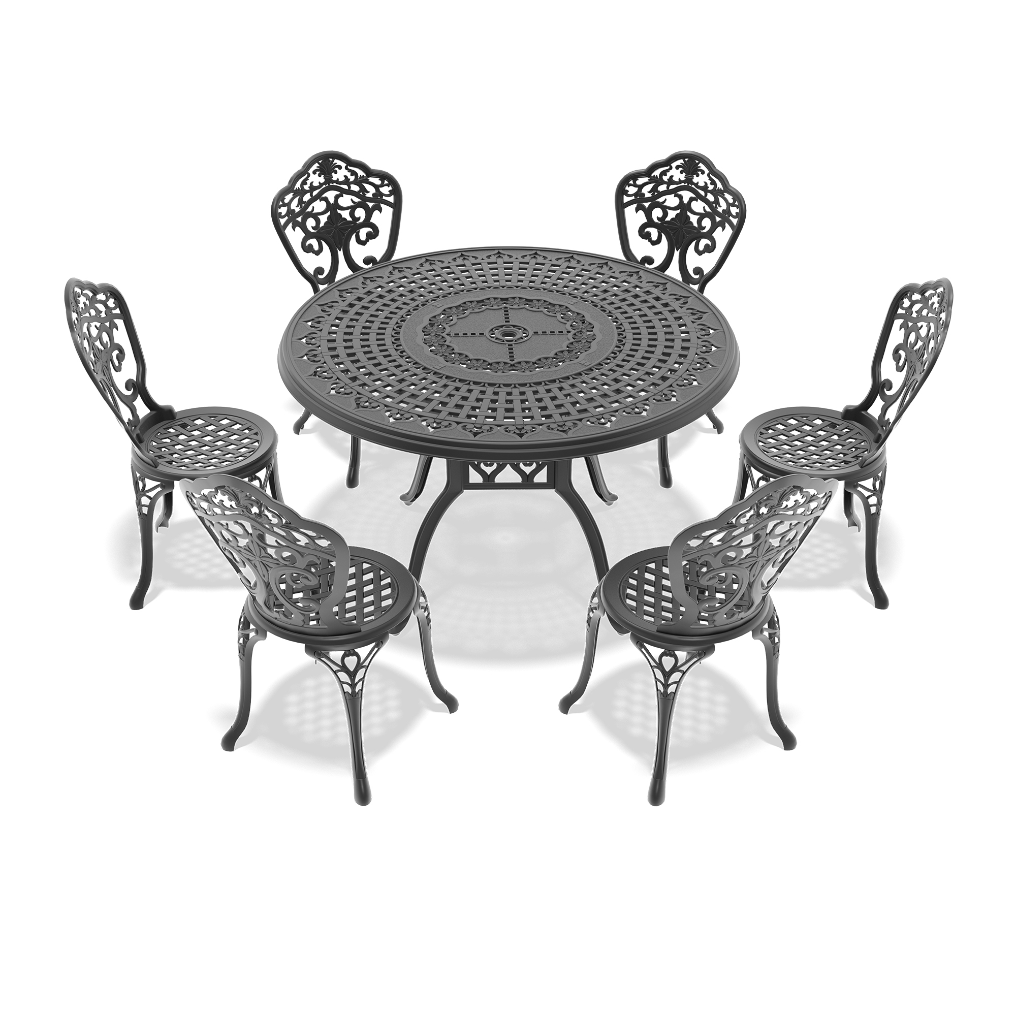 7-Piece Set Of All-Weather Cast Aluminum Dining Furniture Set With Black Frame(same sku: W1710S00523) - Image 2