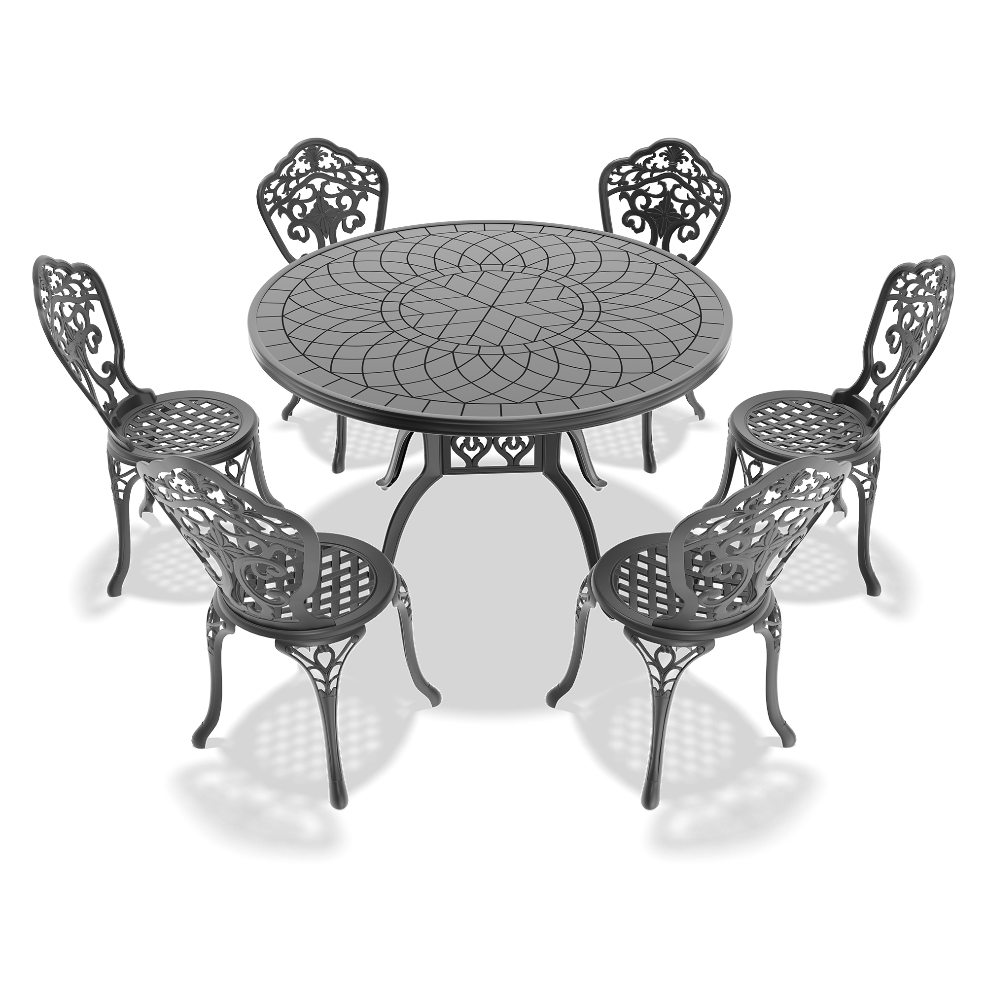 7-Piece Set Of All-Weather Cast Aluminum Dining Furniture Set With Black Frame(same sku: W1710S00521) - Image 2
