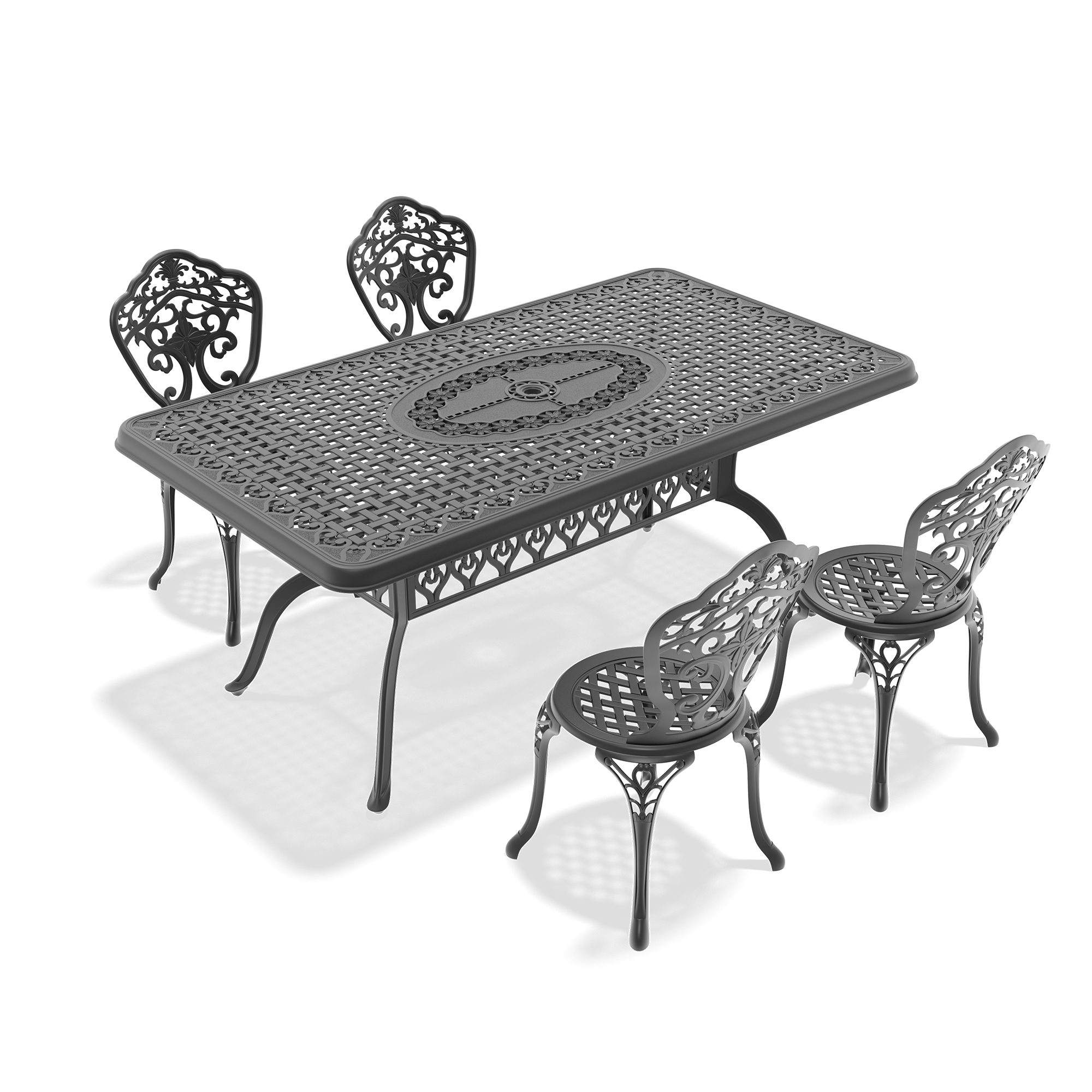 5-Piece Set Of All-Weather Cast Aluminum Dining Furniture Set With Black Frame(same sku: W1710S00530) - Image 2