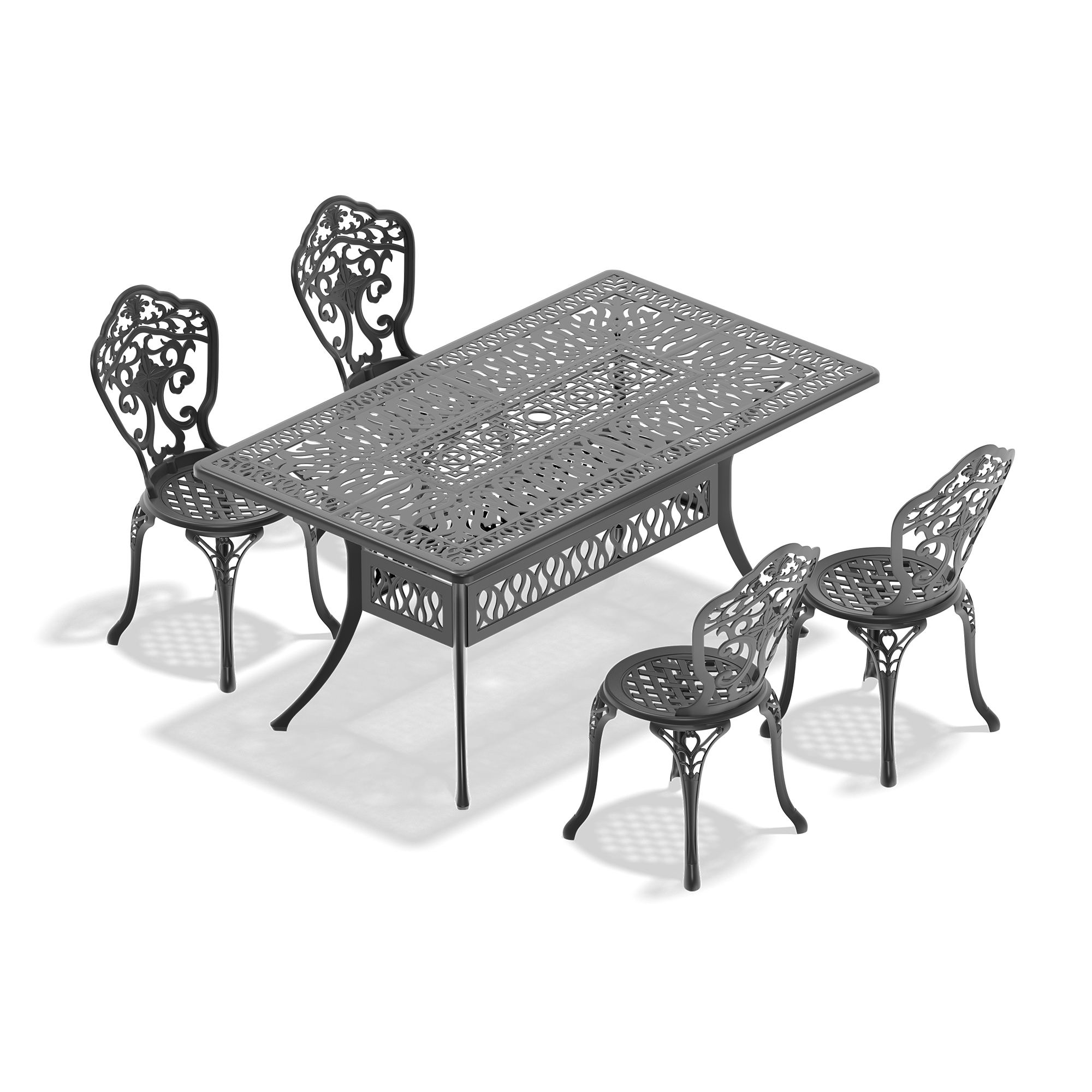 5-Piece Set Of All-Weather Cast Aluminum Dining Furniture Set With Black Frame(same sku: W1710S00524) - Image 2