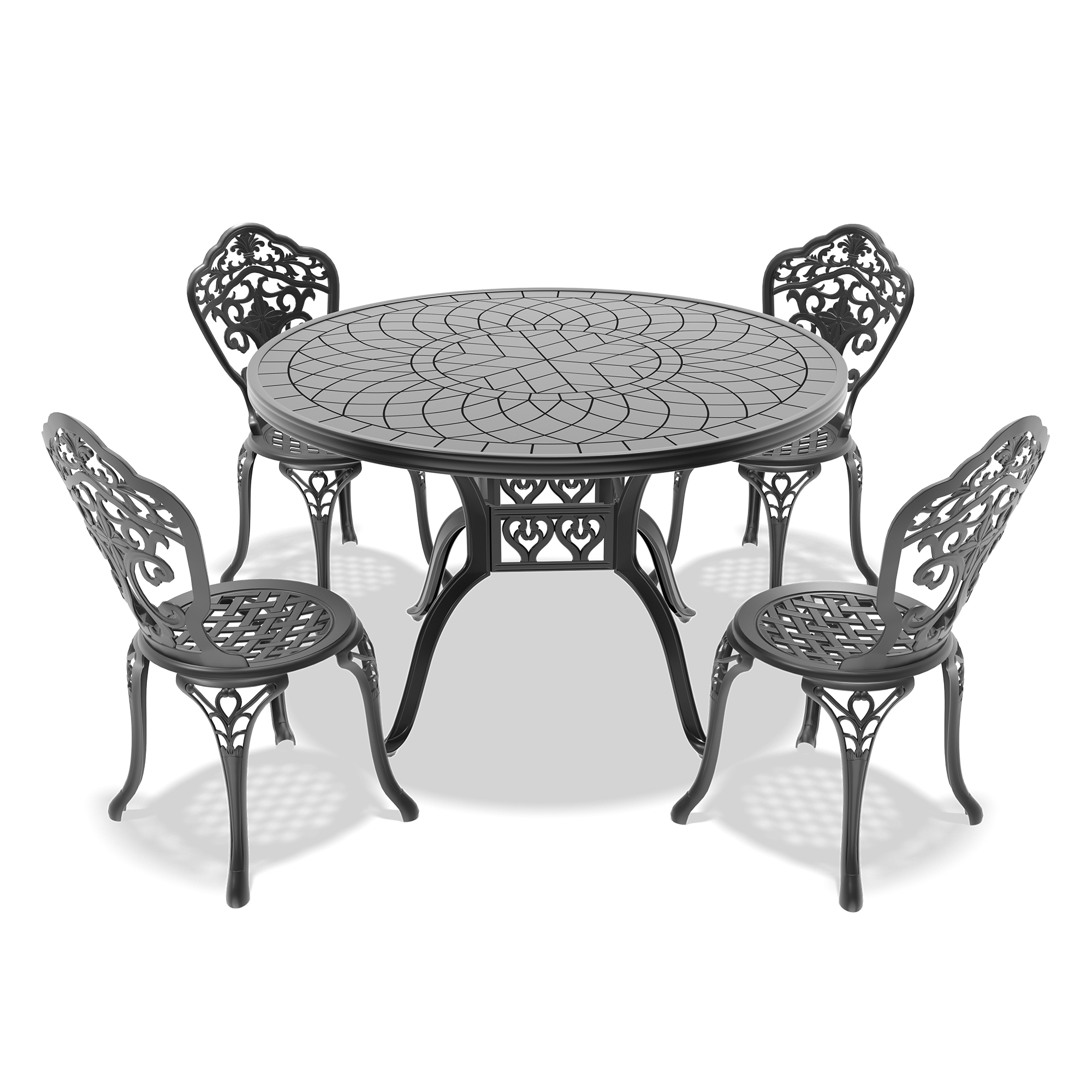 5-Piece Set Of All-Weather Cast Aluminum Dining Furniture Set With Black Frame(same sku: W1710S00520) - Image 2