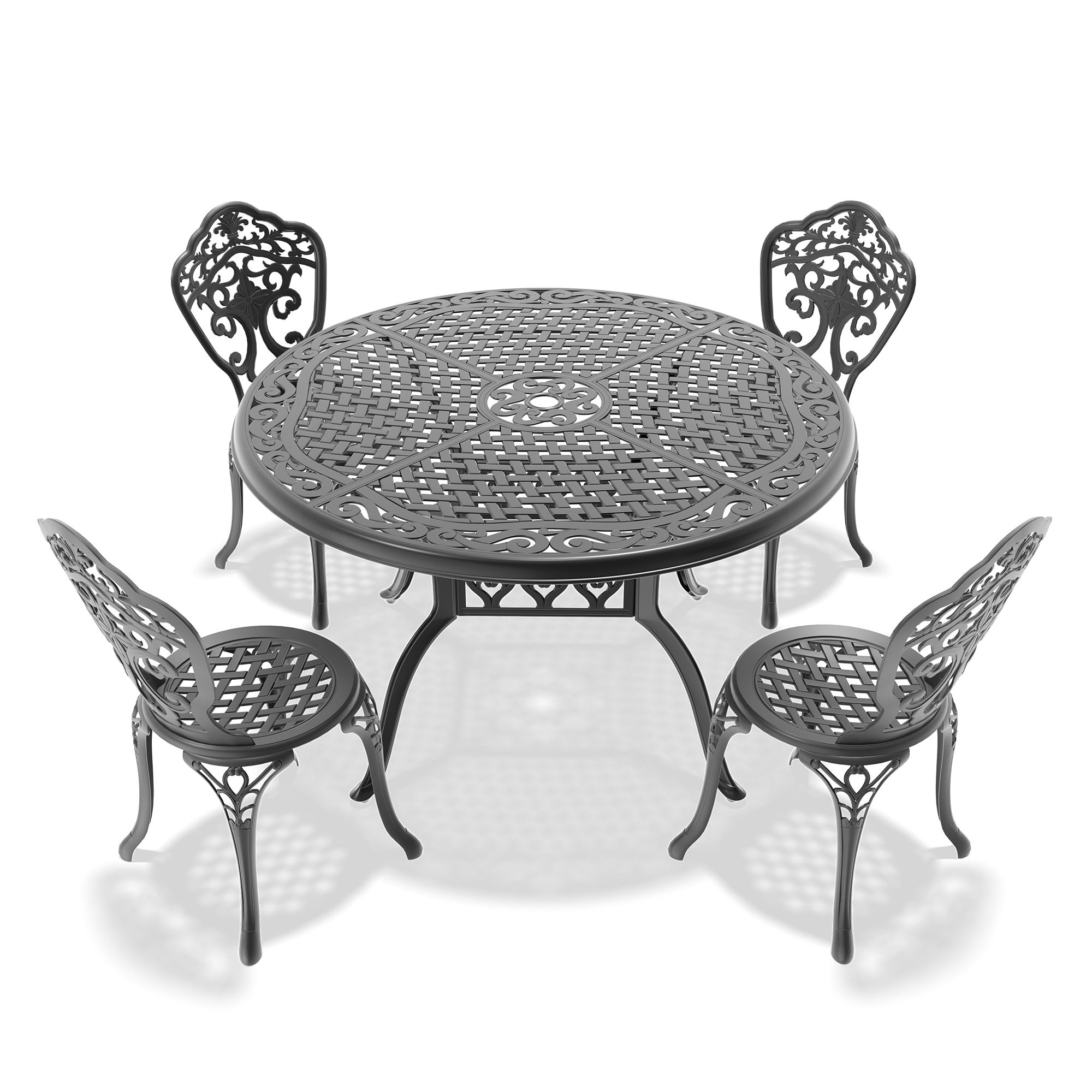 5-Piece Set Of All-Weather Cast Aluminum Dining Furniture Set With Black Frame(same sku: W1710S00518) - Image 2