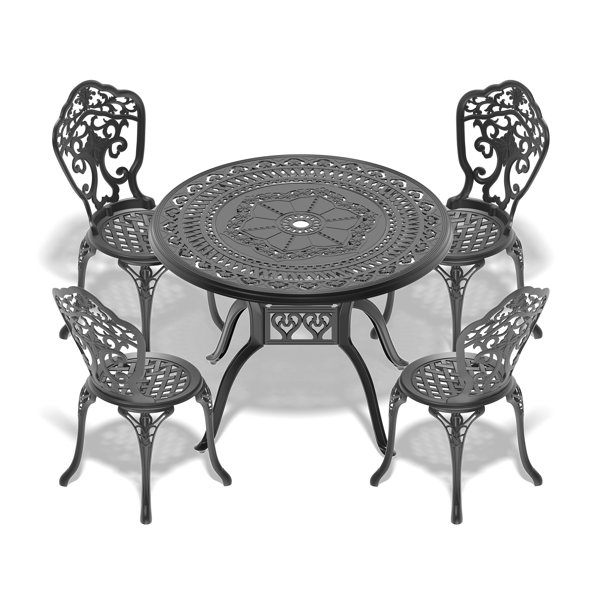 5-Piece Set Of All-Weather Cast Aluminum Dining Furniture Set With Black Frame(same sku: W1710S00516) - Image 2