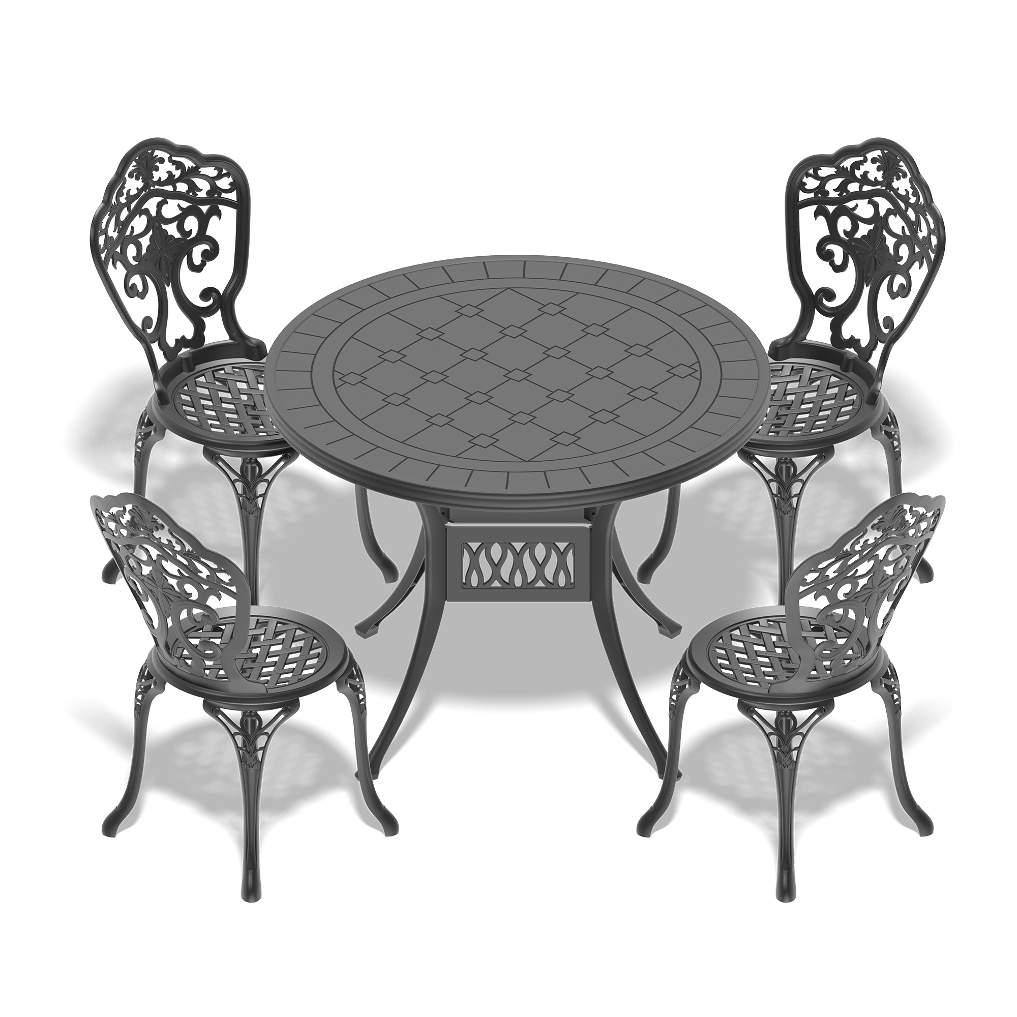 5-Piece Set Of All-Weather Cast Aluminum Dining Furniture Set With Black Frame(same sku: W1710S00517) - Image 2