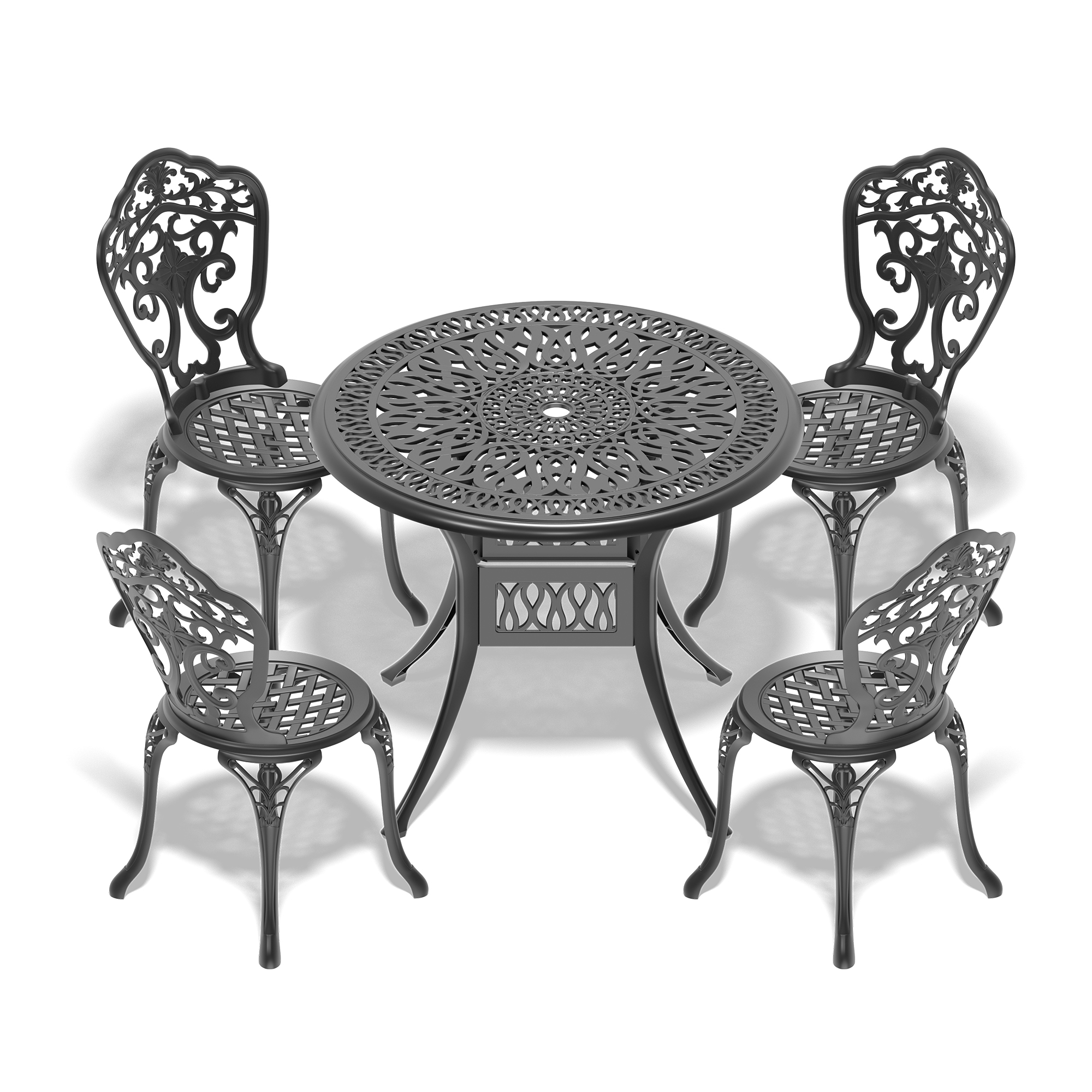 5-Piece Set Of All-Weather Cast Aluminum Dining Furniture Set With Black Frame(same sku: W1710S00201,W1710S00515) - Image 2