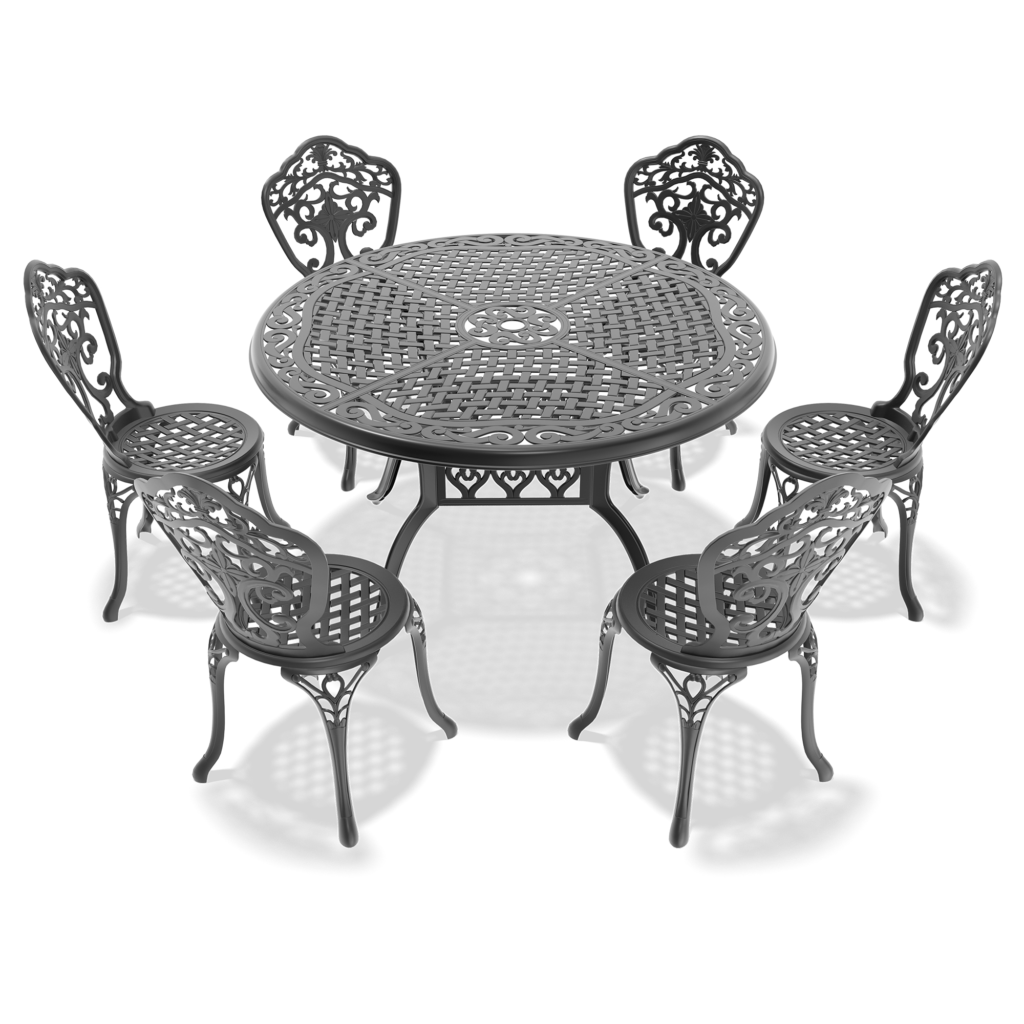 7-Piece Set Of All-Weather Cast Aluminum Dining Furniture Set With Black Frame(same sku: W1710S00519) - Image 2