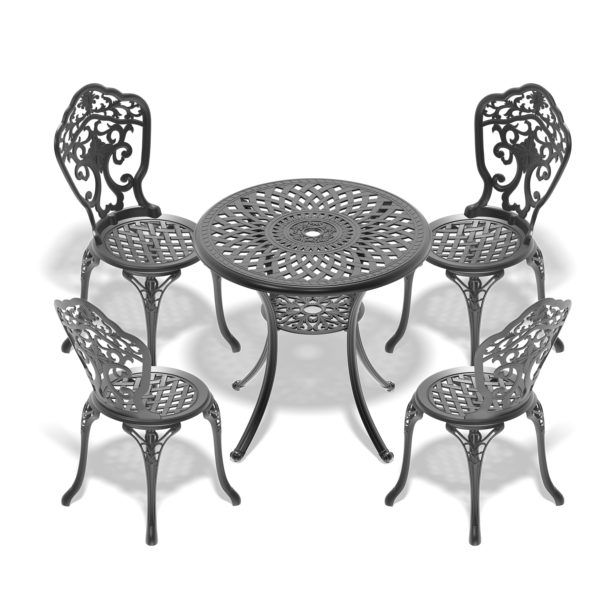 5-Piece Set Of All-Weather Cast Aluminum Dining Furniture Set With Black Frame(same sku: W1710S00513) - Image 2