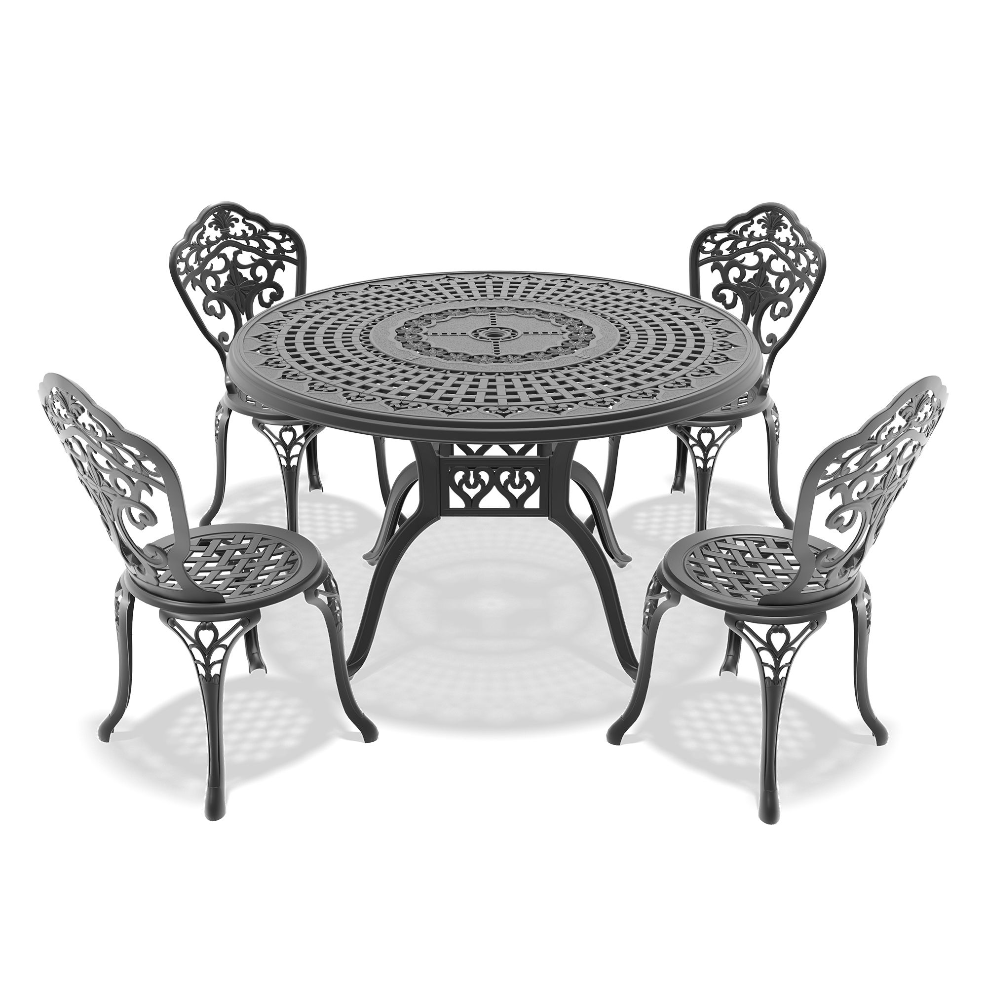 5-Piece Set Of All-Weather Cast Aluminum Dining Furniture Set With Black Frame(same sku: W1710S00522) - Image 2