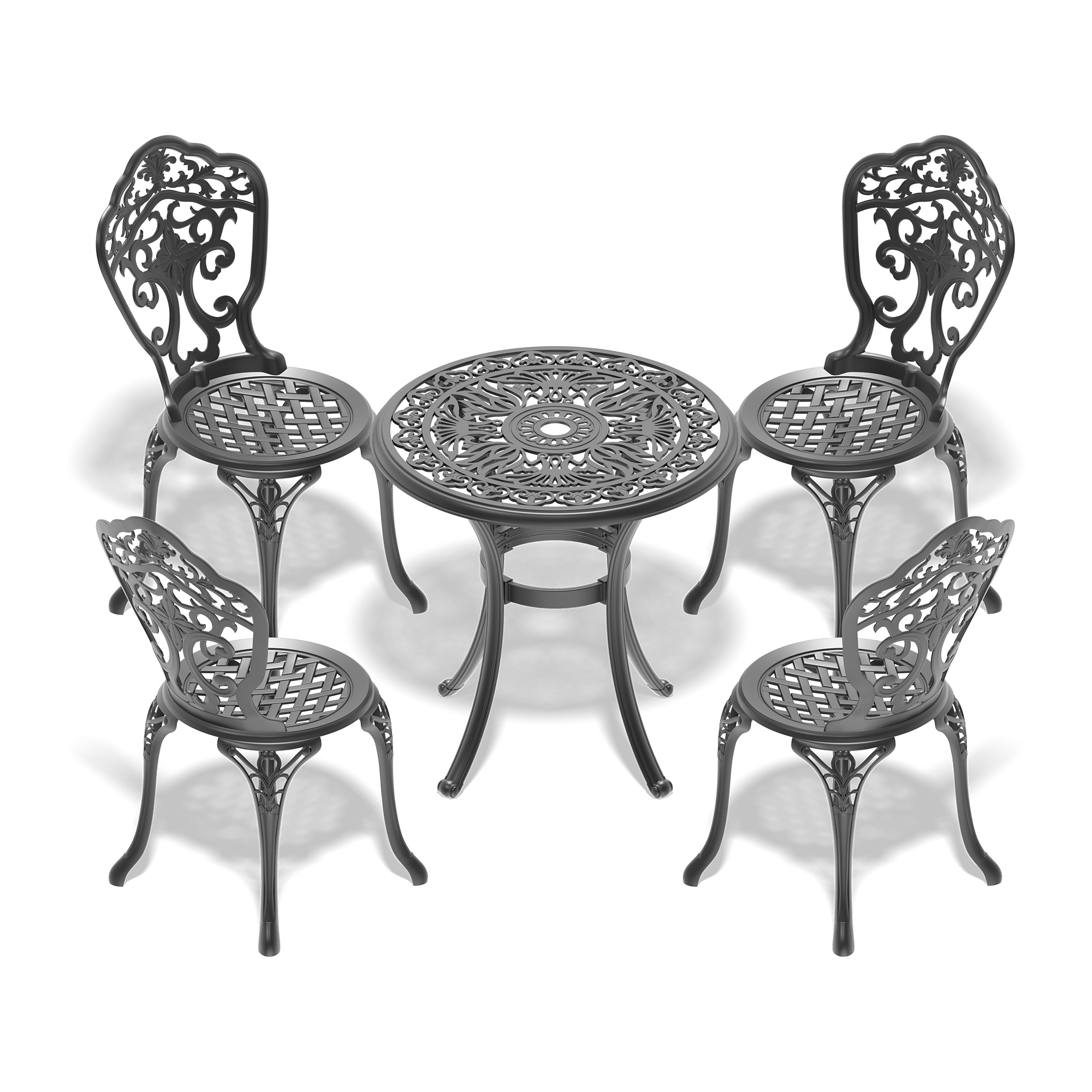 5-Piece Set Of All-Weather Cast Aluminum Dining Furniture Set With Black Frame(same sku: W1710S00512) - Image 2