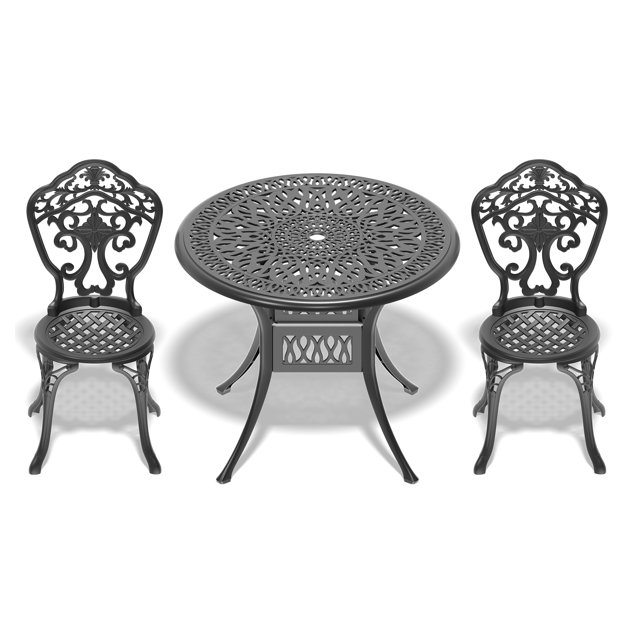 3-Piece Set Of All-Weather Cast Aluminum Dining Furniture Set With Black Frame(same sku: W1710S00200) - Image 2