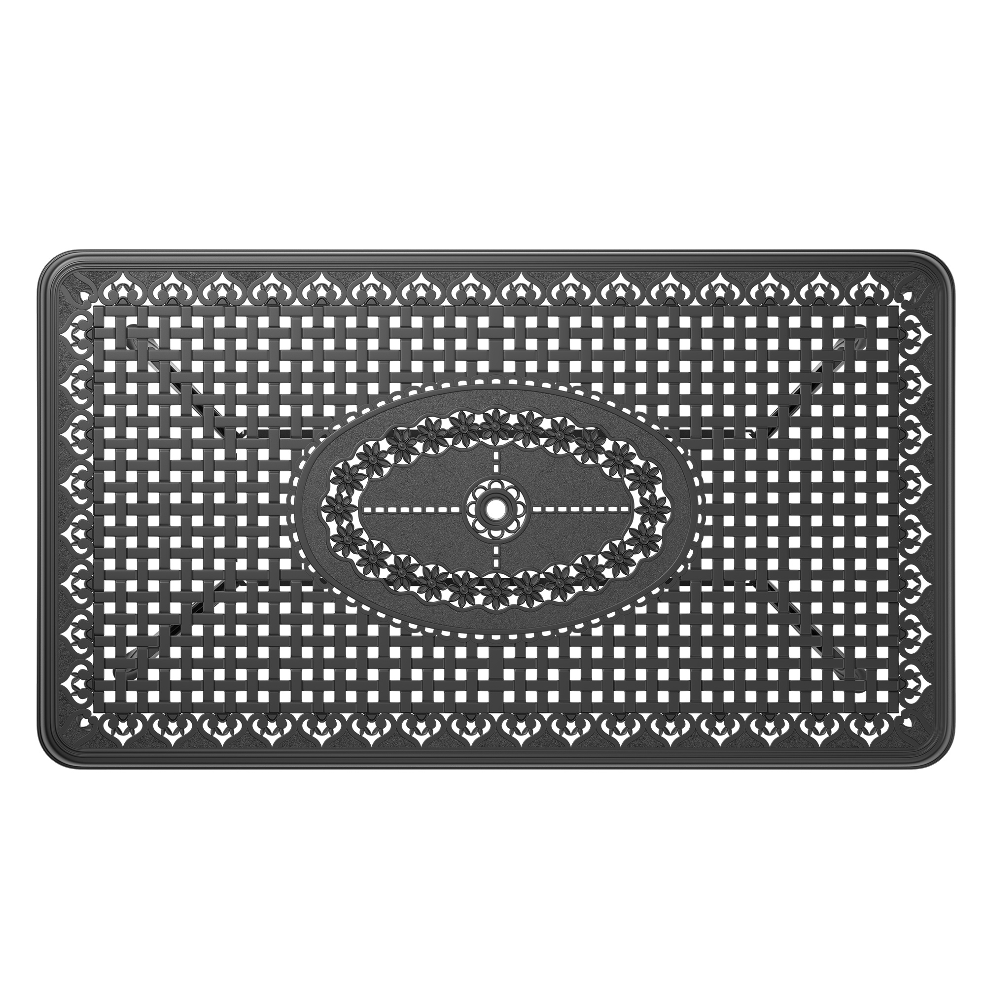 L66.93*W37.4-inch Cast Aluminum Patio Dining Table With Black Frame and Umbrella Hole (same sku: W1710120506) - Image 4