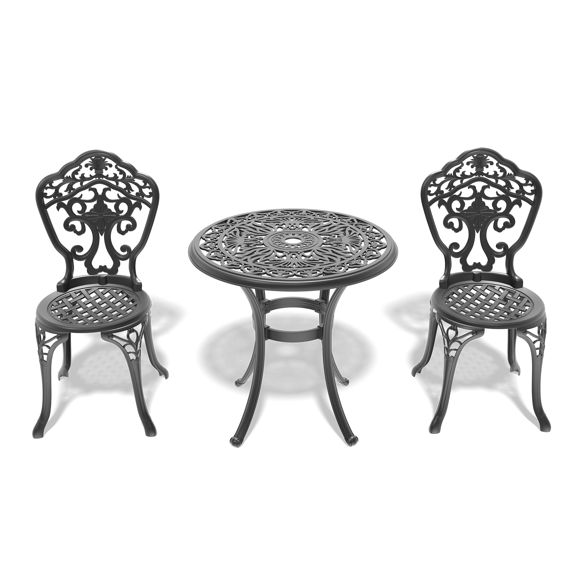 3-Piece Set Of All-Weather Cast Aluminum Dining Furniture Set With Black Frame (same sku: W171084474) - Image 2