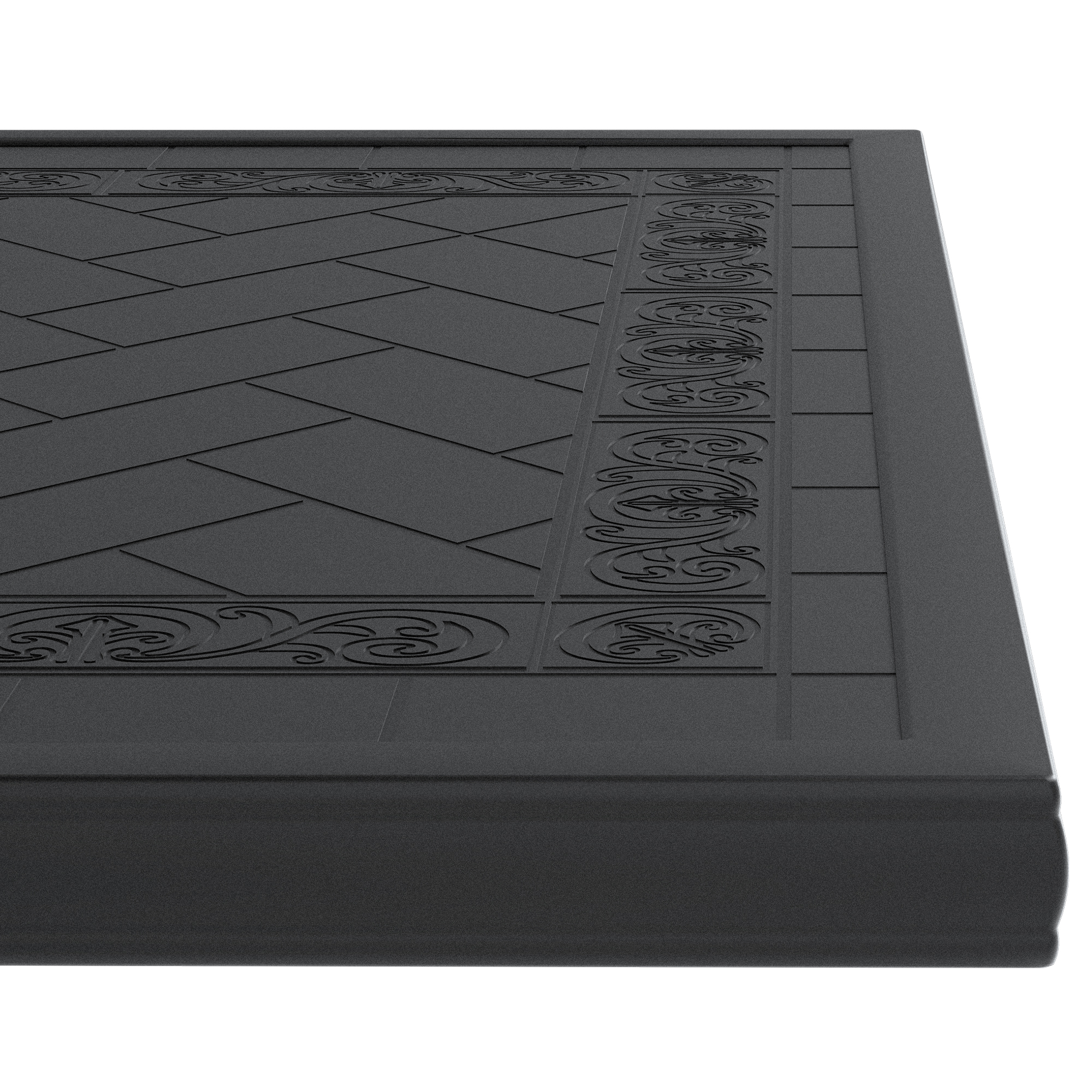 L59.05*W35.43-inch Cast Aluminum Patio Dining Table With Black Frame and Carved Texture on the Tabletop (same sku: W171084480) - Image 3