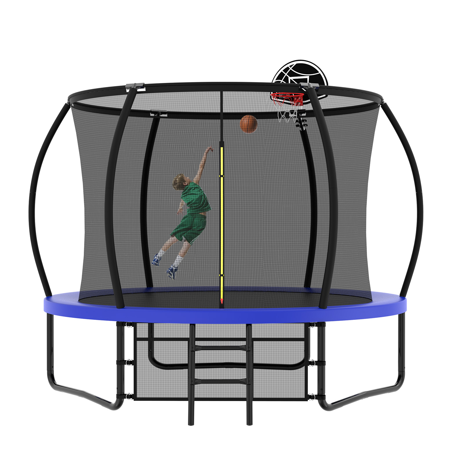 10FT Pumpkin Trampoline, Outdoor Trampoline with Basketball Hoop, Enclosure Net and Ladder - Image 5