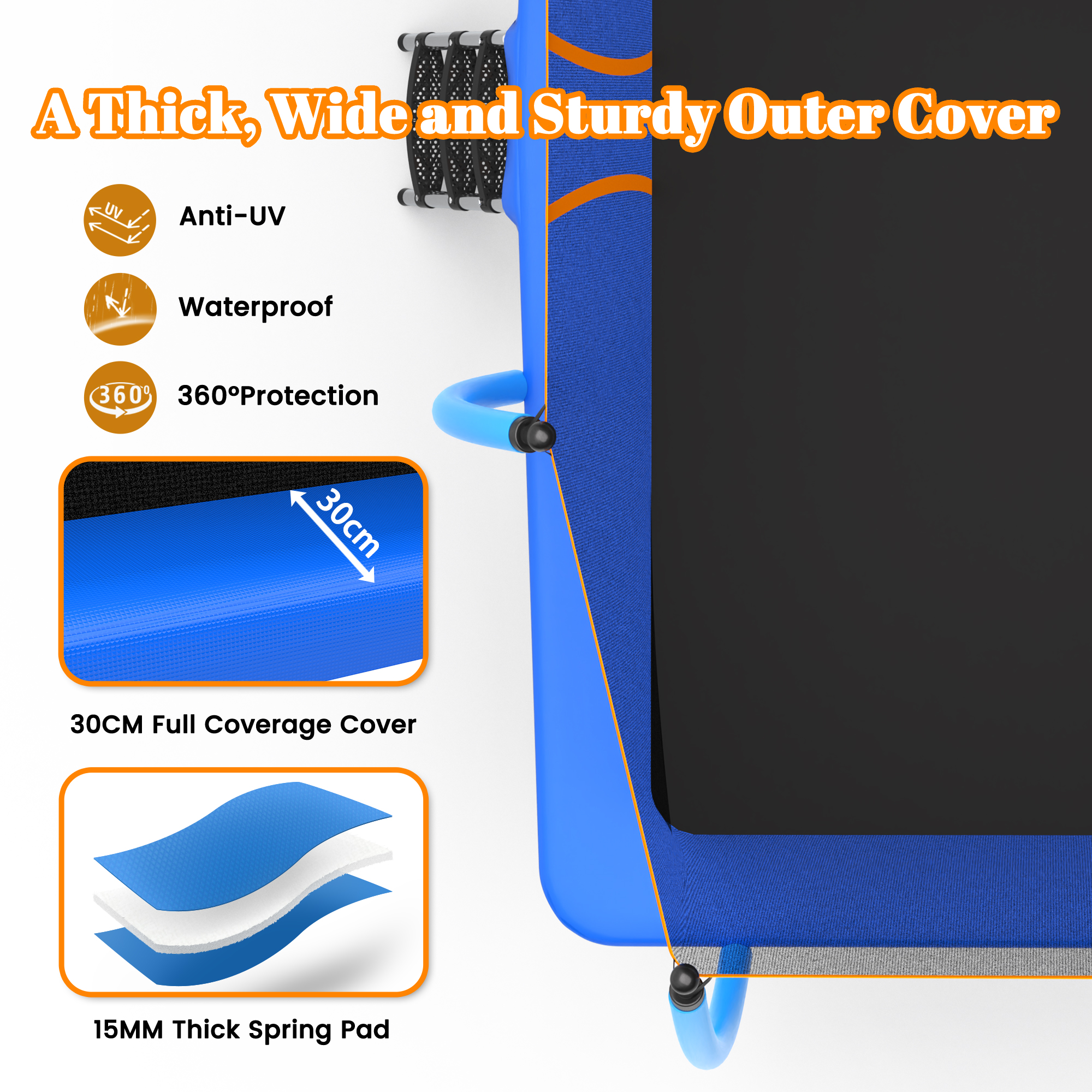 8X14FT Outdoor Square Trampolines for Kids Adults Long Rectangular Tumbling Trampoline - Image 5