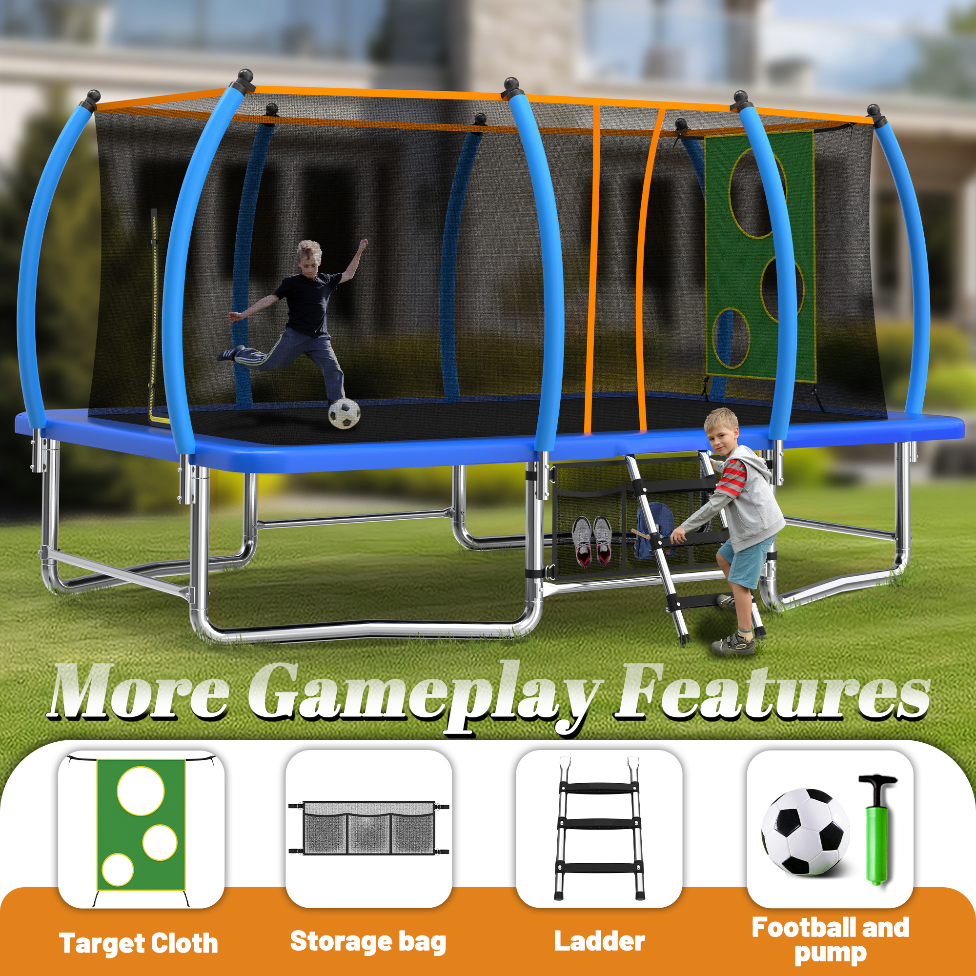 8X14FT Outdoor Square Trampolines for Kids Adults Long Rectangular Tumbling Trampoline - Image 6