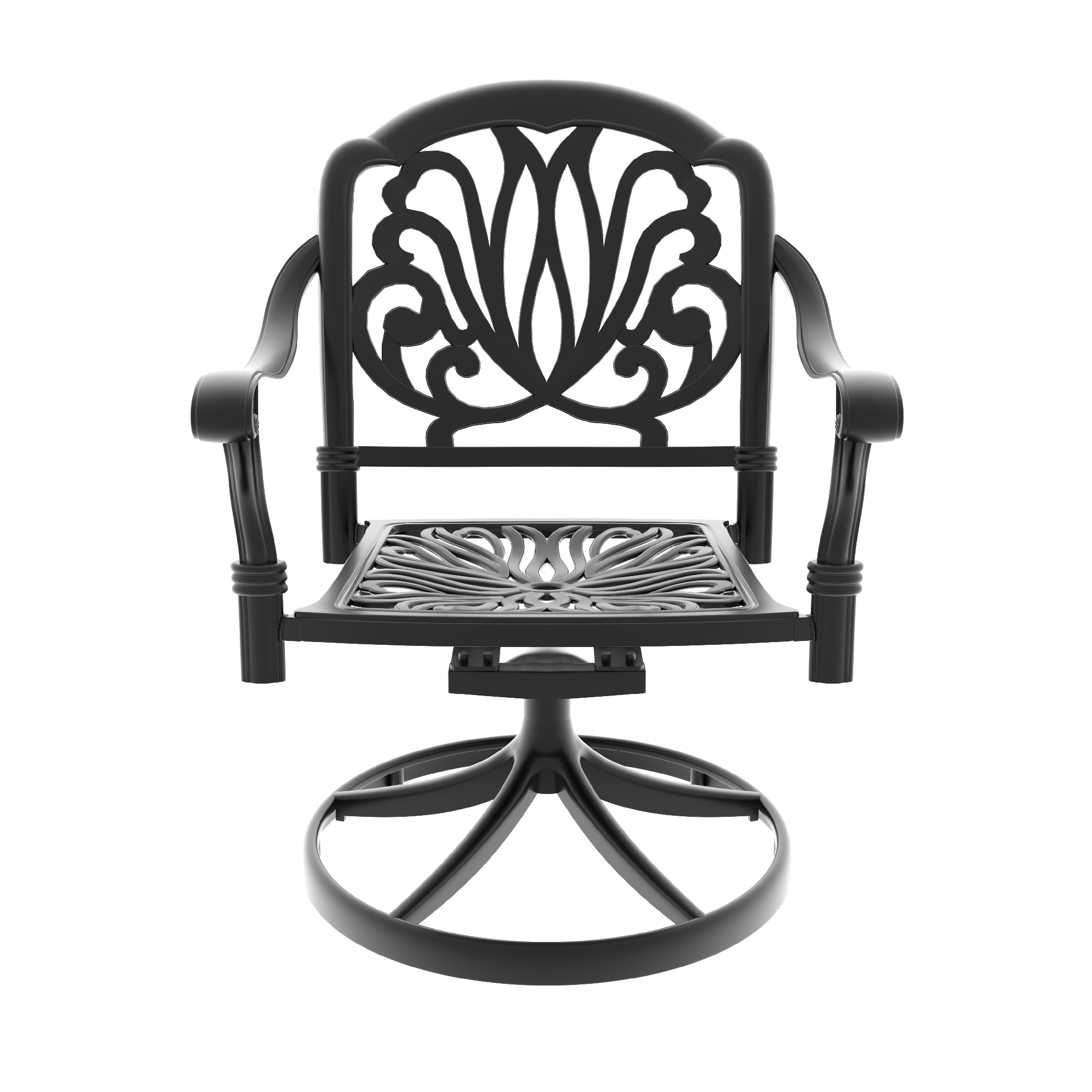 5-Piece All-Weather Cast Aluminum Dining Set, Include 4 Swivel Chairs and 30.71" Round Table With Black Frame (same sku: W1710S00431) - Image 4