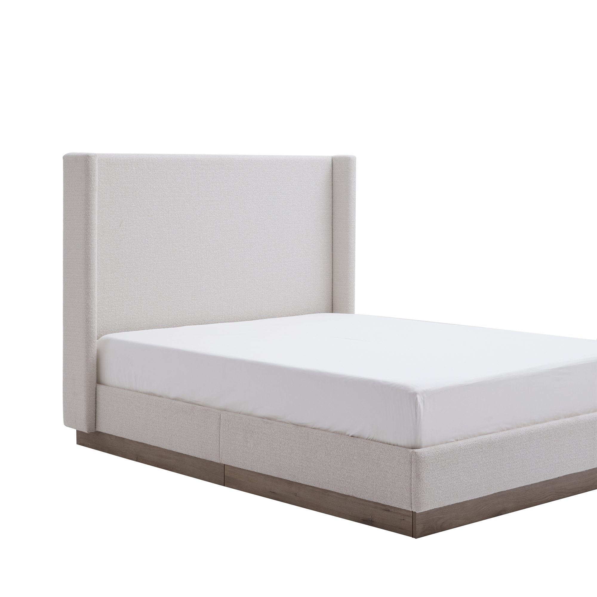 Hale Upholstered Wingback Bed Size King / Tall 51.1" Headboard Upholstered Queen Bed / Without Wooden Slats / Box Spring Request / King / Cream White Boucle/ Elegant Simplicity / Easy Assembly - Image 6