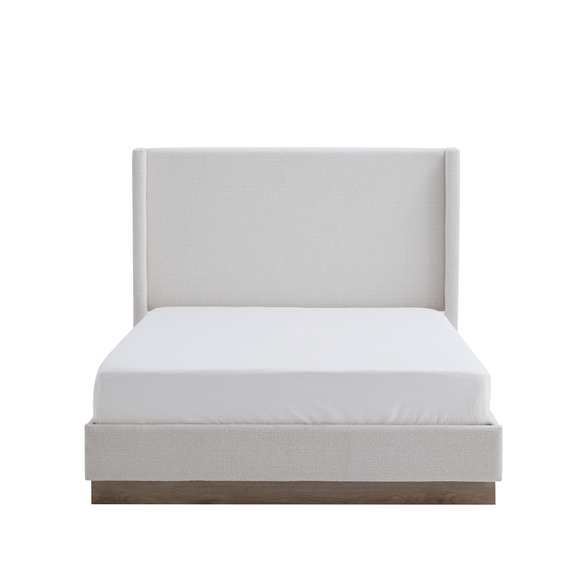 Hale Upholstered Wingback Bed Size King / Tall 51.1" Headboard Upholstered Queen Bed / Without Wooden Slats / Box Spring Request / King / Cream White Boucle/ Elegant Simplicity / Easy Assembly - Image 5