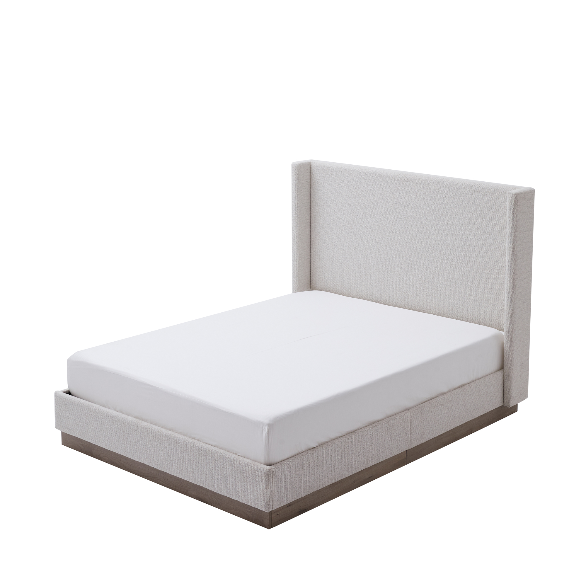 Hale Upholstered Wingback Bed Size Queen / Tall 51.1" Headboard Upholstered Queen Bed / Without Wooden Slats / Box Spring Request / Queen / Cream White Boucle/ Elegant Simplicity / Easy Assembly - Image 6