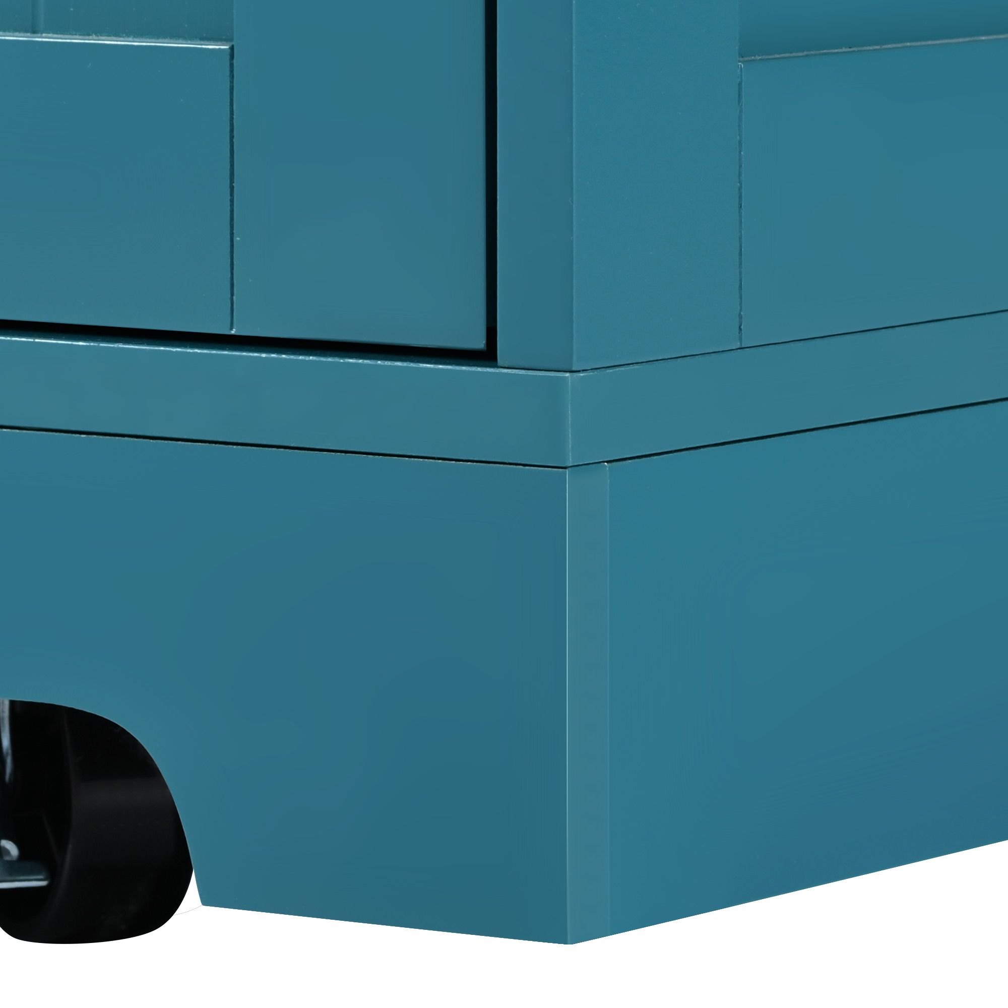 K&K 55.7'' Large Kitchen Island with 2 Drop Leaf,, Rolling Kitchen Cart on 5 Wheels with Power Outlet, Folding Storage Dining Table with Spice & Towel Rack , 3 Drawers, for Kitchen, Dining Room,Green - Image 2