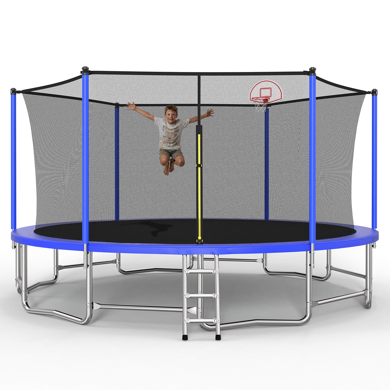 16FT Trampoline with Balance Bar & Basketball Hoop&Ball, ASTM Approved Reinforced Type Outdoor Trampoline with Enclosure Net - Image 6