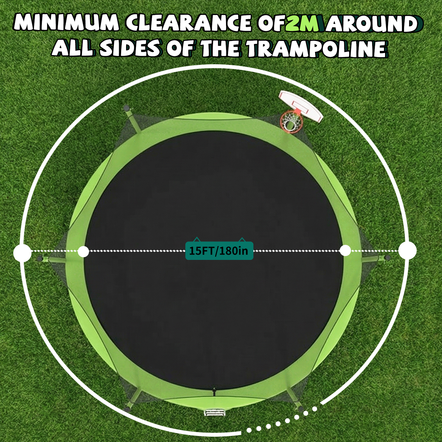 15FT for Kids Children with Safety Enclosure Net Outdoor Backyards Large Recreational Trampoline - Image 4