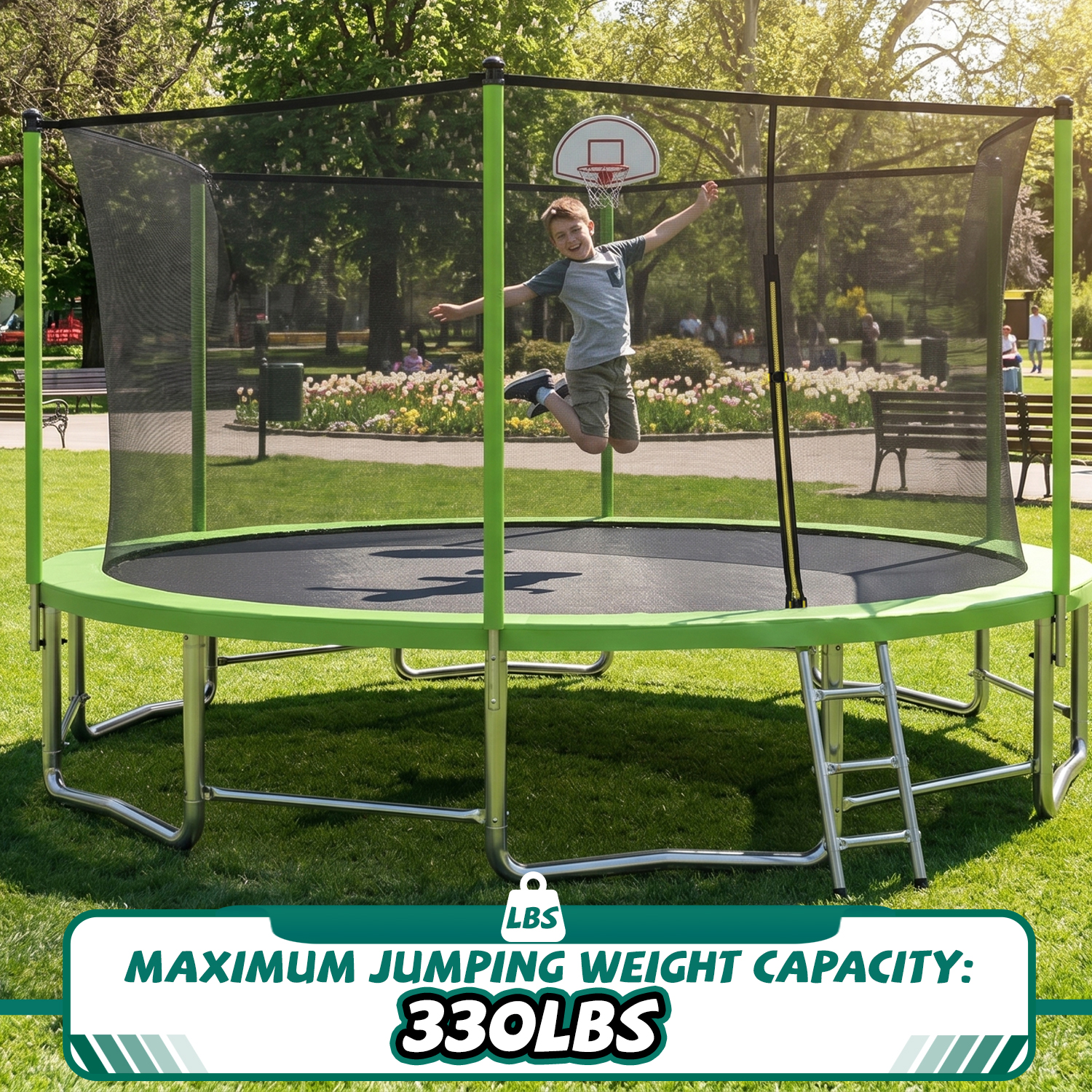 15FT for Kids Children with Safety Enclosure Net Outdoor Backyards Large Recreational Trampoline - Image 5