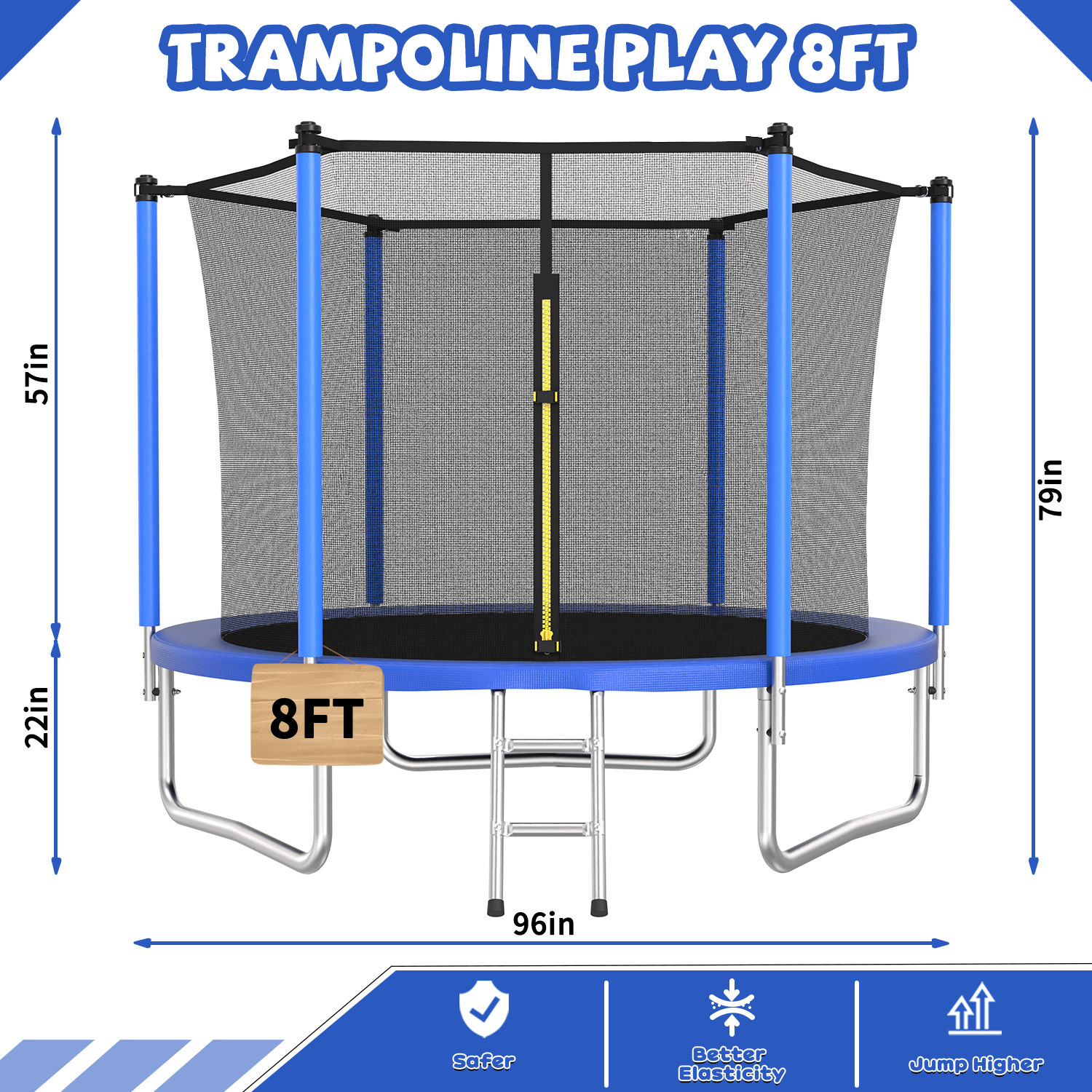 8FT TRAMPOLINE Blue - Image 2