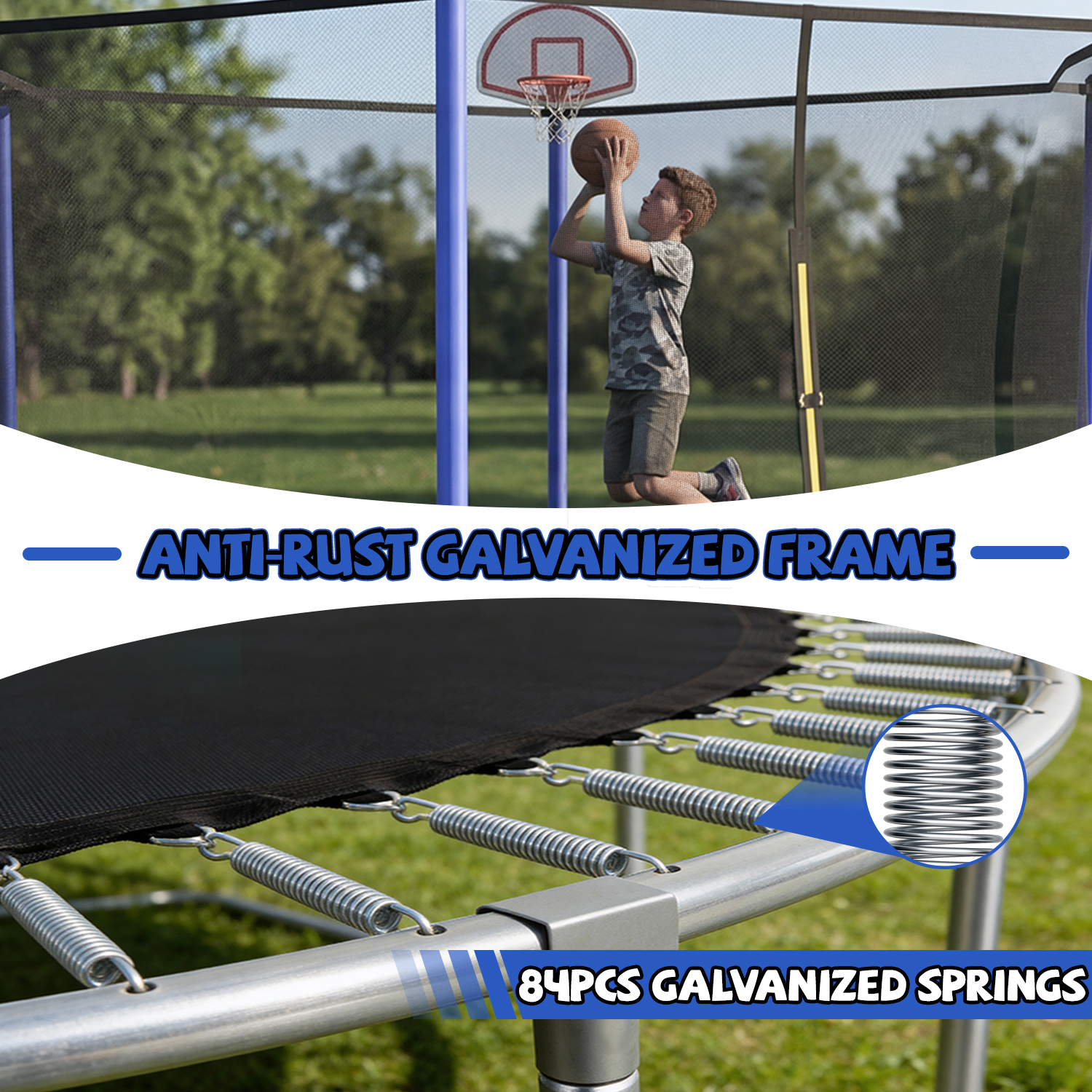 14FT for Kids Children with Safety Enclosure Net Outdoor Backyards Large Recreational Trampoline - Image 2