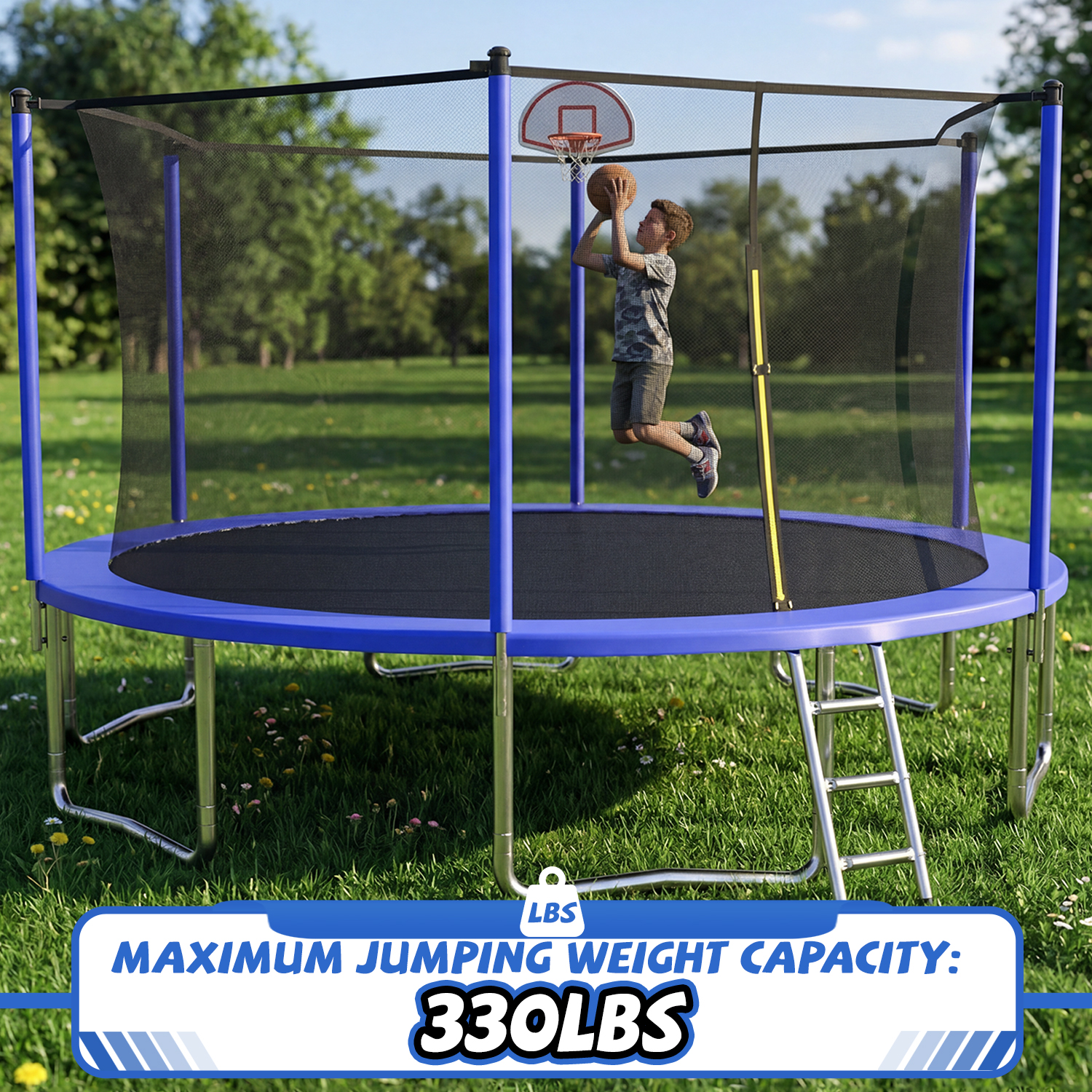 14FT for Kids Children with Safety Enclosure Net Outdoor Backyards Large Recreational Trampoline - Image 4