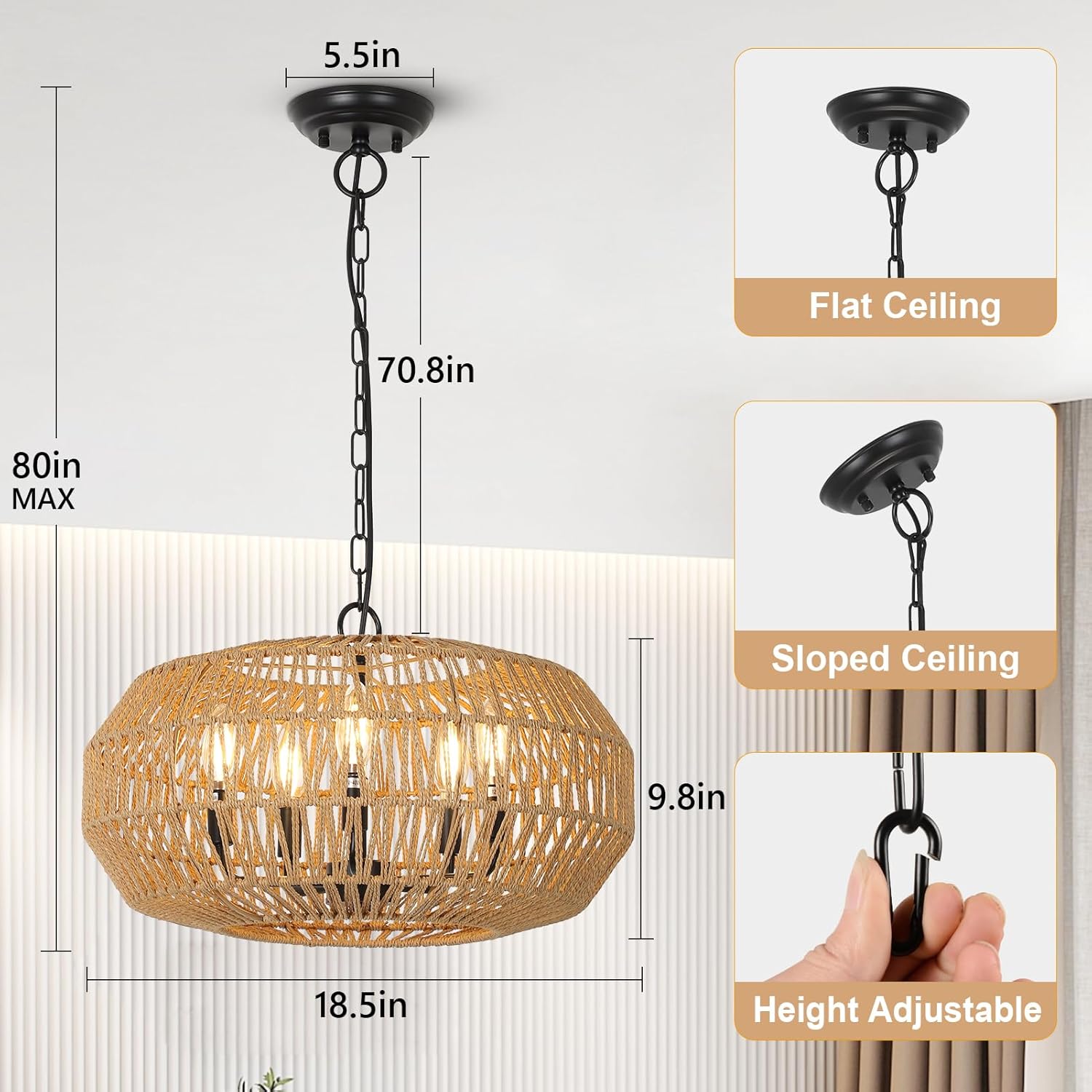 Farmhouse Rattan Pendant Lights - Image 3