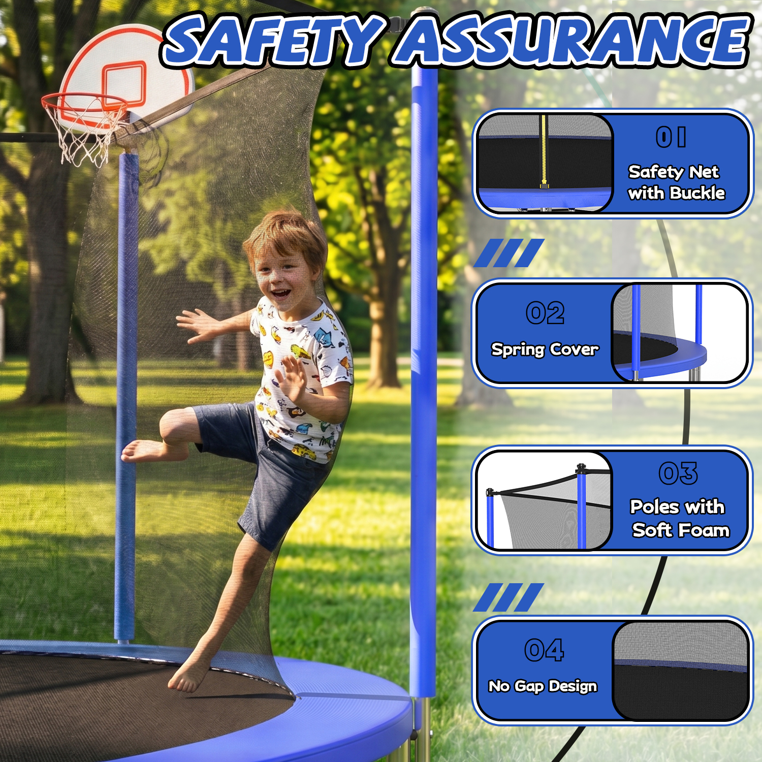 15FT for Kids Children with Safety Enclosure Net Outdoor Backyards Large Recreational Trampoline - Image 2
