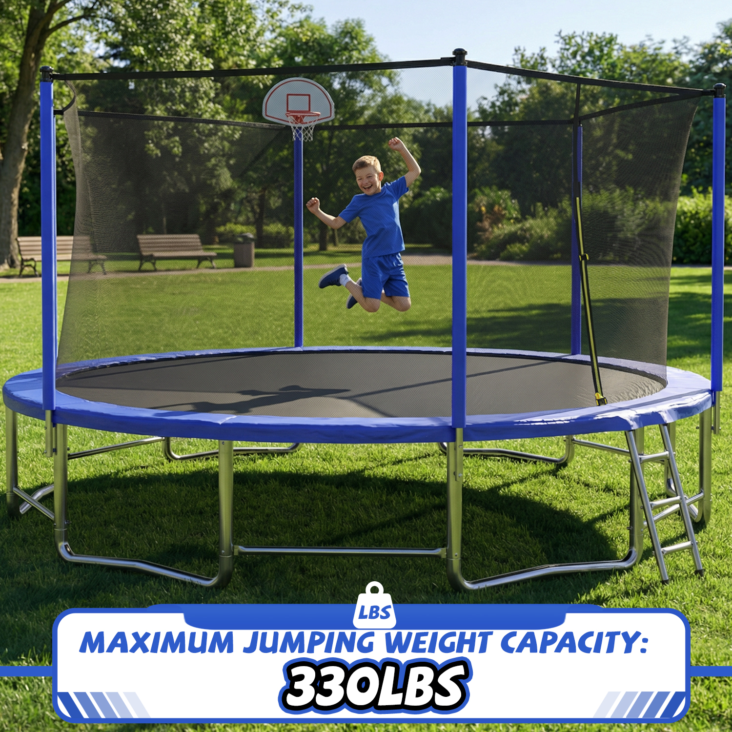 15FT for Kids Children with Safety Enclosure Net Outdoor Backyards Large Recreational Trampoline - Image 4