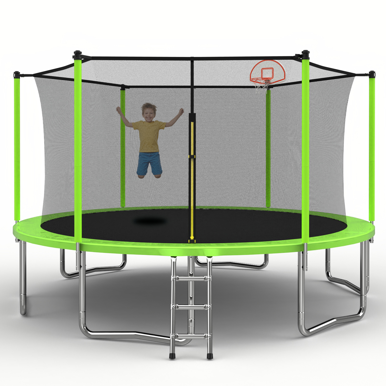 14FT for Kids Children with Safety Enclosure Net Outdoor Backyards Large Recreational Trampoline - Image 3