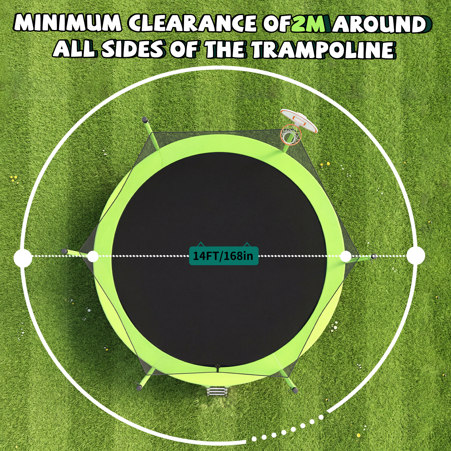 14FT for Kids Children with Safety Enclosure Net Outdoor Backyards Large Recreational Trampoline - Image 4