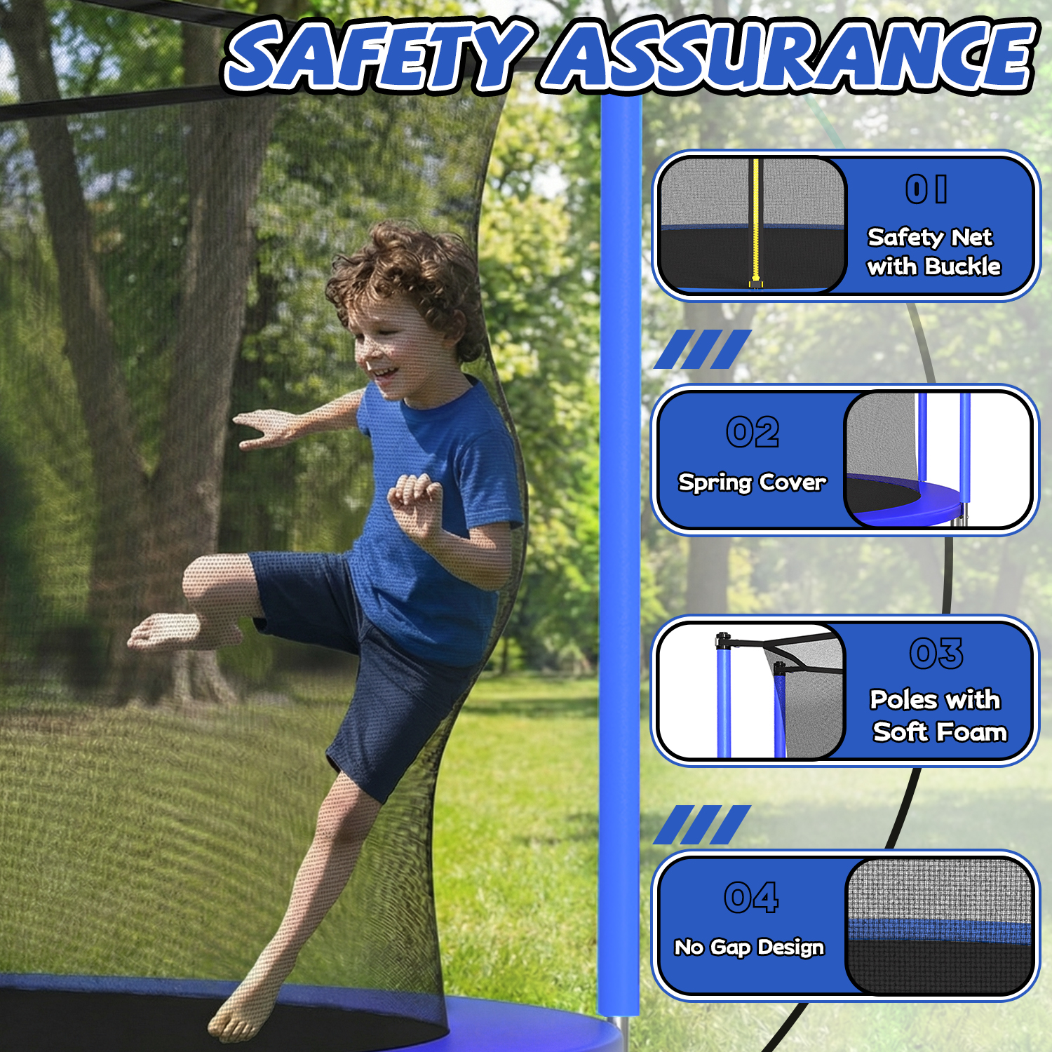 12FT Trampoline for Kids & Adults with Basketball Hoop and Ball ,Recreational Trampolines with Safety Enclosure for Back Yard Outdoor - Image 4