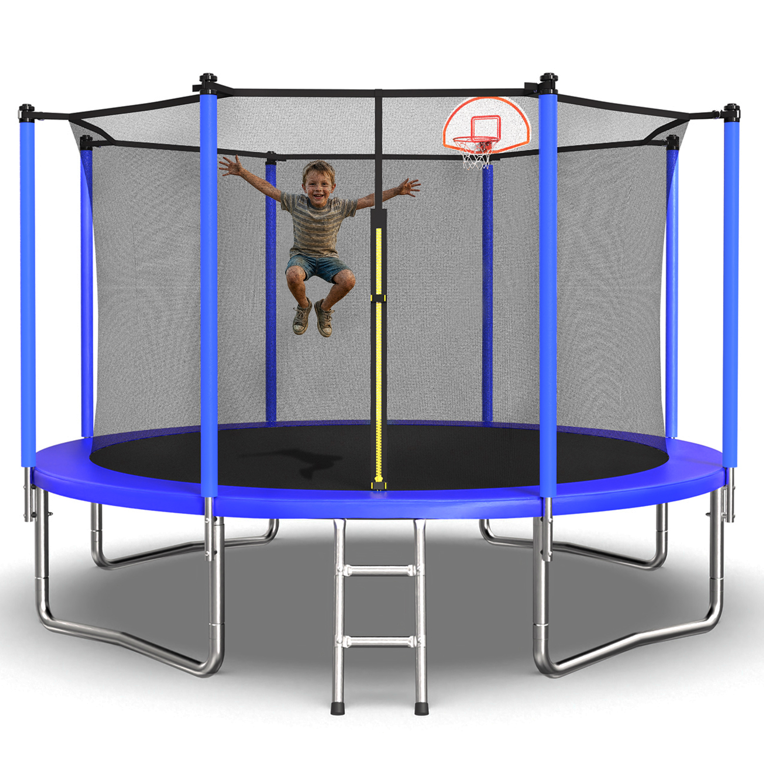 12FT Trampoline for Kids & Adults with Basketball Hoop and Ball ,Recreational Trampolines with Safety Enclosure for Back Yard Outdoor - Image 3