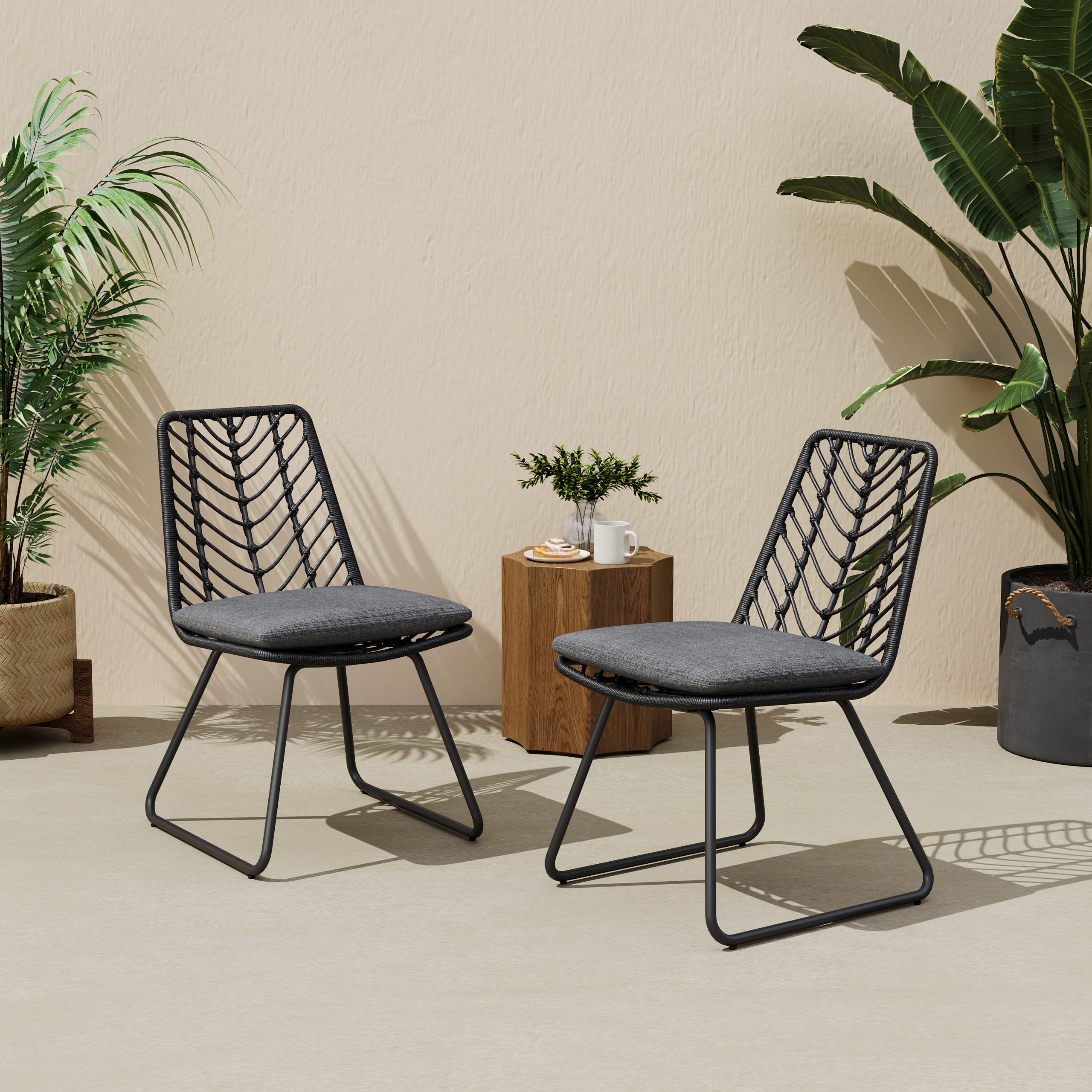DEJA CHAIR,2PCS with 2 Cushions,Gray - Image 4