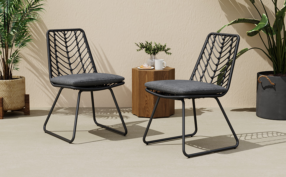 DEJA CHAIR,2PCS with 2 Cushions,Gray - Image 5