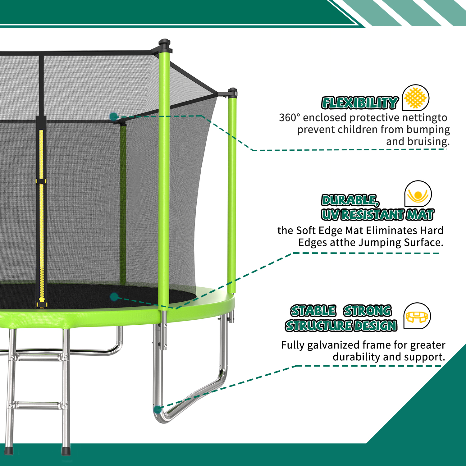 10FT Trampoline for Kids, Basketball Hoop and Ladder, Outdoor Kids Trampoline with Safety Enclosure,Fast Assembly for Backyard Fun,ASTM Approved - Image 2