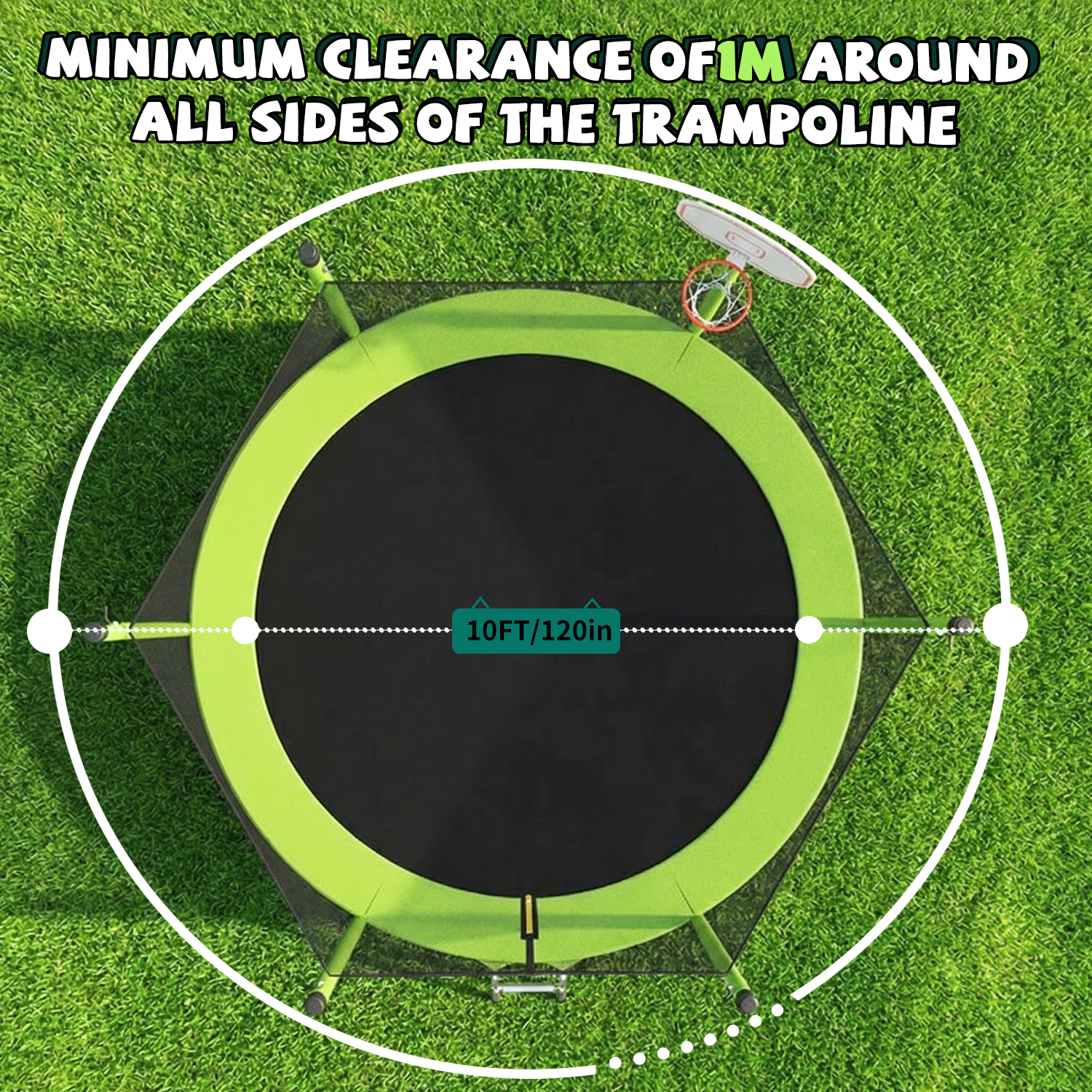 10FT Trampoline for Kids, Basketball Hoop and Ladder, Outdoor Kids Trampoline with Safety Enclosure,Fast Assembly for Backyard Fun,ASTM Approved - Image 3