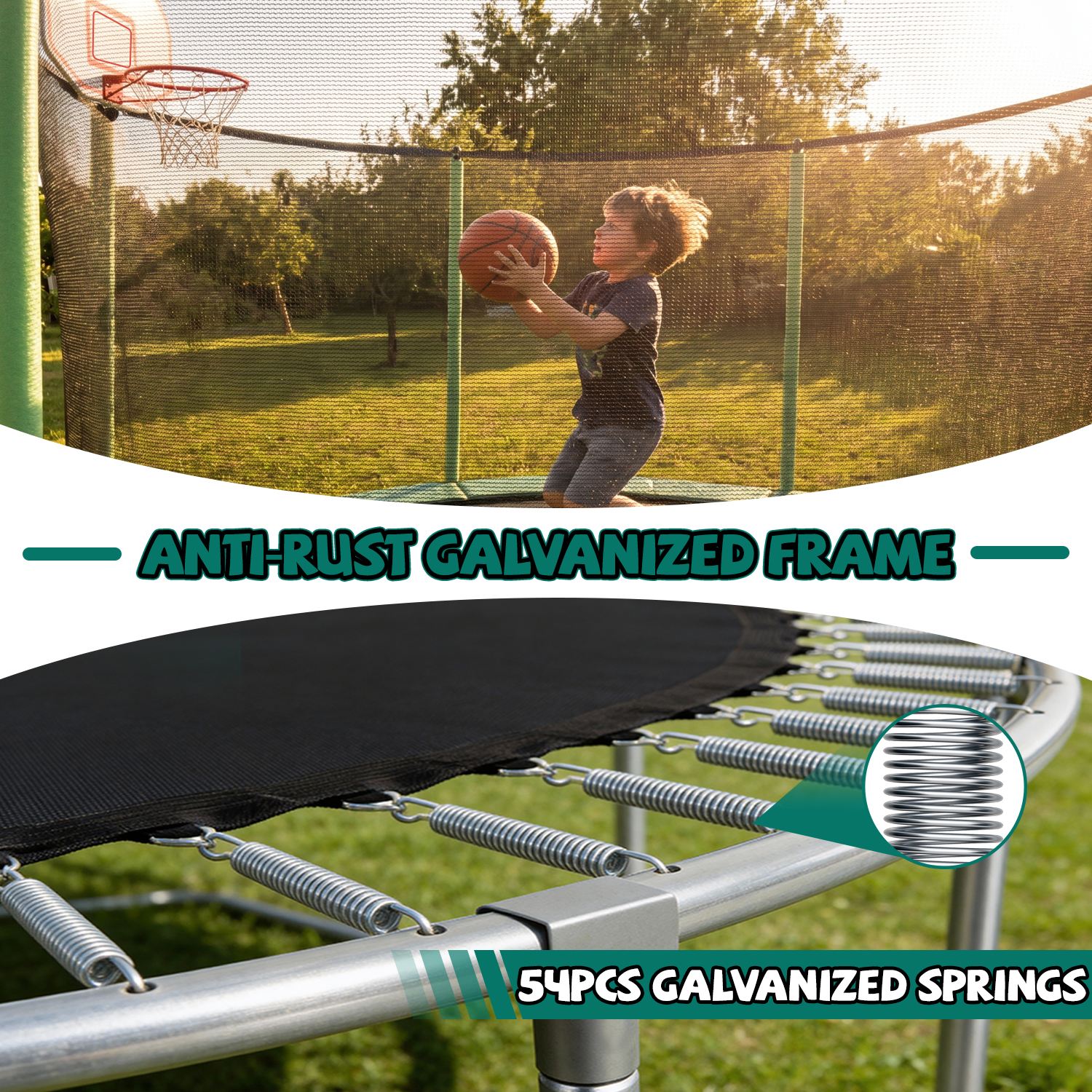10FT Trampoline for Kids, Basketball Hoop and Ladder, Outdoor Kids Trampoline with Safety Enclosure,Fast Assembly for Backyard Fun,ASTM Approved - Image 4