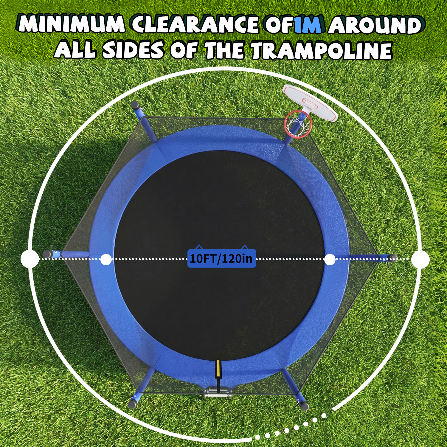 10FT Trampoline for Kids, Basketball Hoop and Ladder, Outdoor Kids Trampoline with Safety Enclosure,Fast Assembly for Backyard Fun,ASTM Approved - Image 3