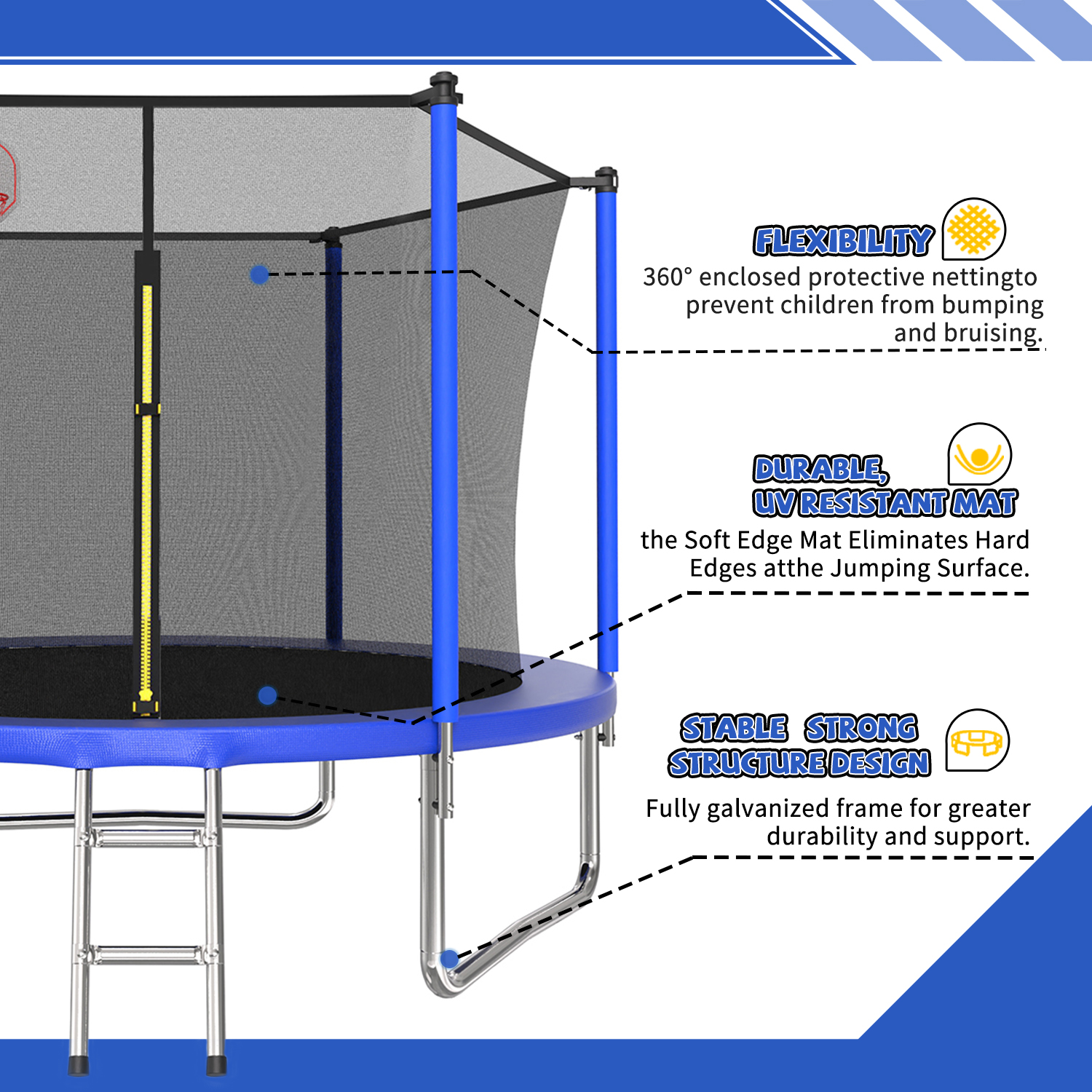 10FT Trampoline for Kids, Basketball Hoop and Ladder, Outdoor Kids Trampoline with Safety Enclosure,Fast Assembly for Backyard Fun,ASTM Approved - Image 4